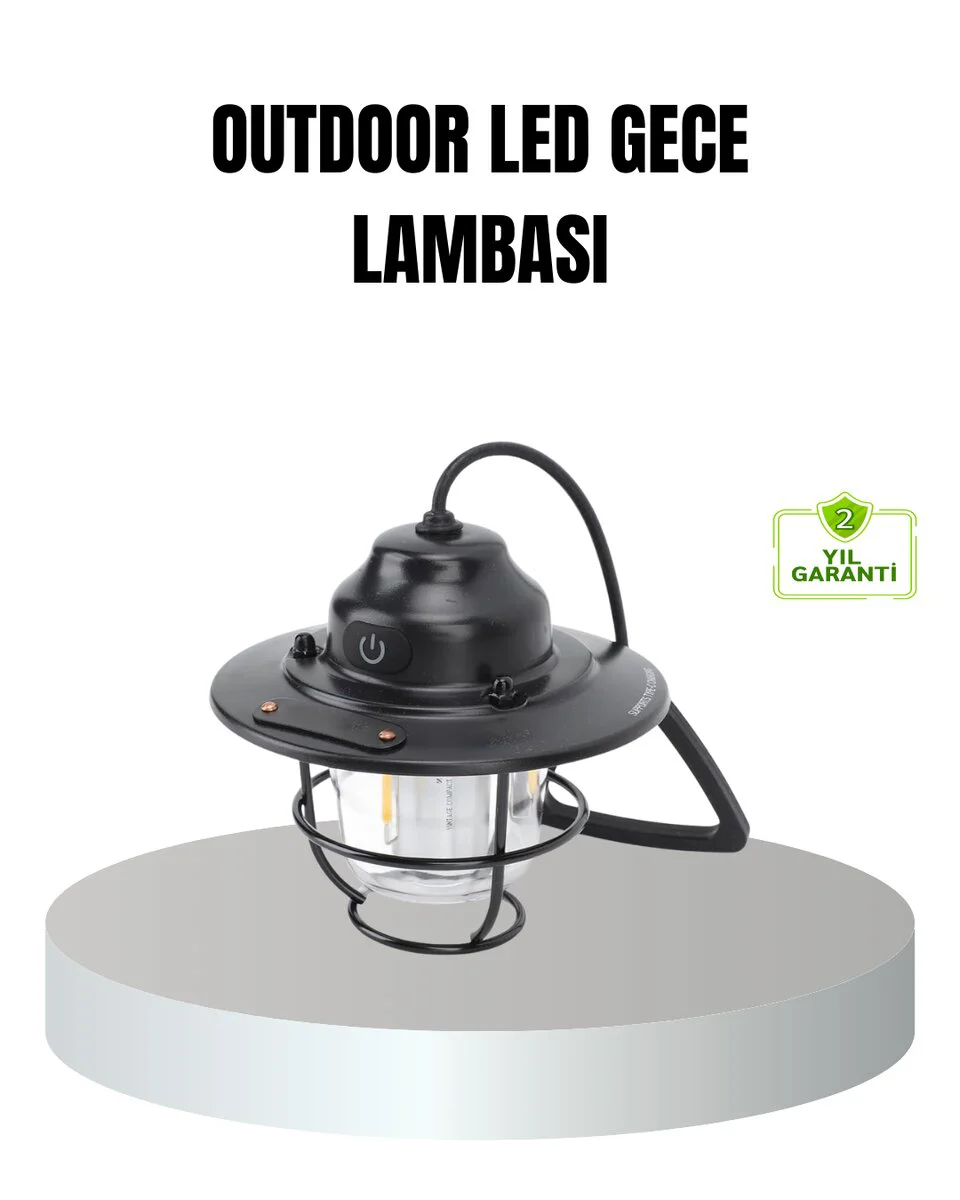 Retro Kamp Lambası Su Geçirmez Taşınabilir Gece Işığı Uzun Pil Ömürlü