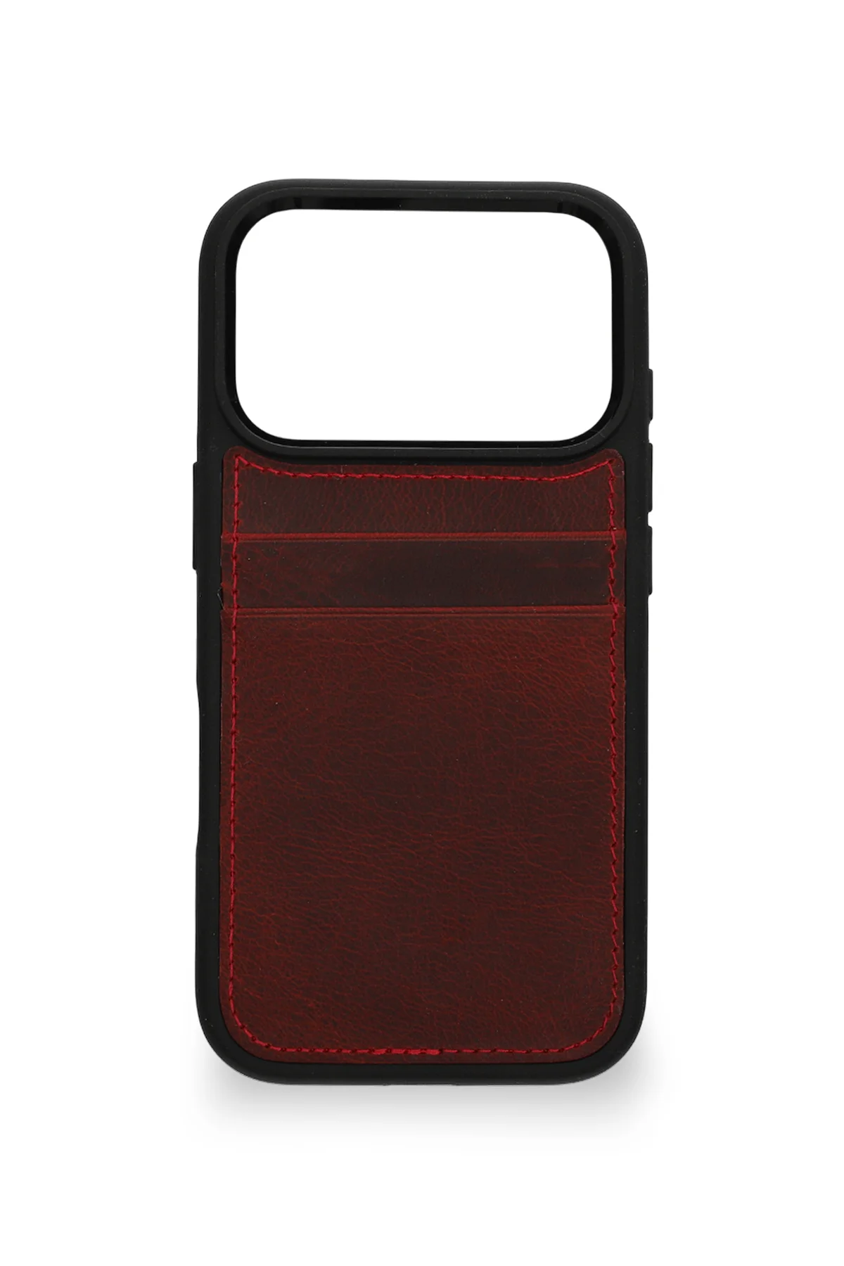 Retro Kartlıklı Premium Deri Kılıf iPhone 17 Pro Max Rustik Bordo Retro Kartlıklı Premium Deri Kılıf iPhone 17 Pro Max Rustik Bordo