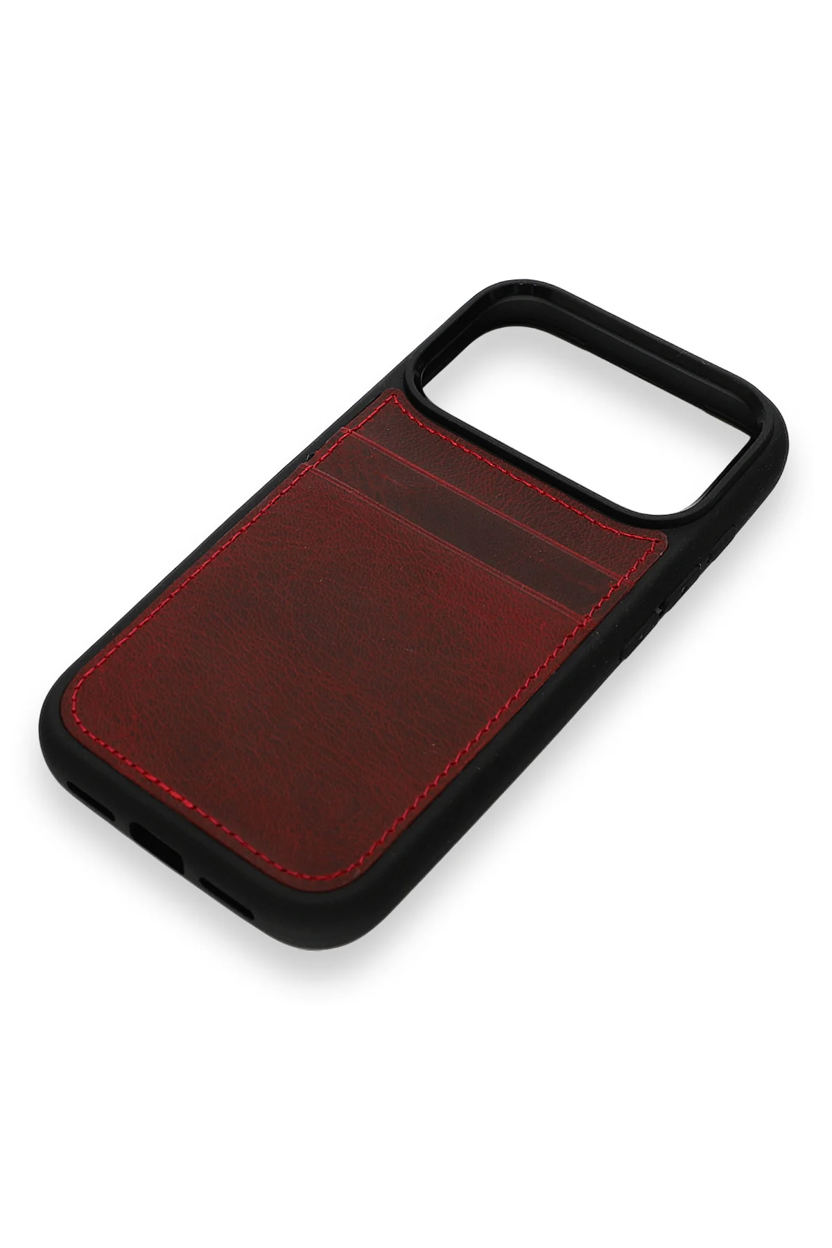 Retro Kartlıklı Premium Deri Kılıf iPhone 17 Pro Rustik Bordo Retro Kartlıklı Premium Deri Kılıf iPhone 17 Pro Rustik Bordo