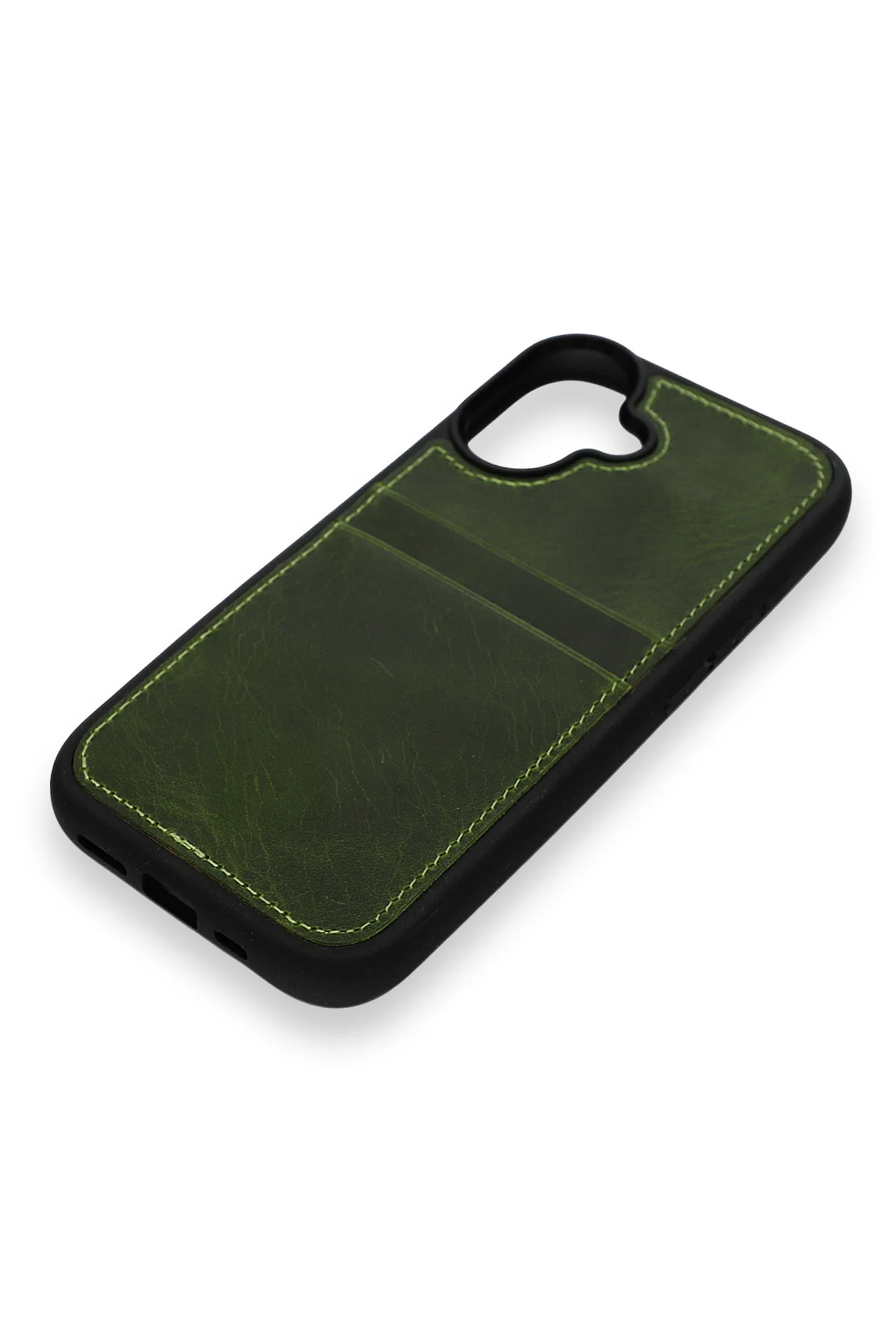 Retro Kartlıklı Premium Deri Kılıf iPhone 17 Retro Haki