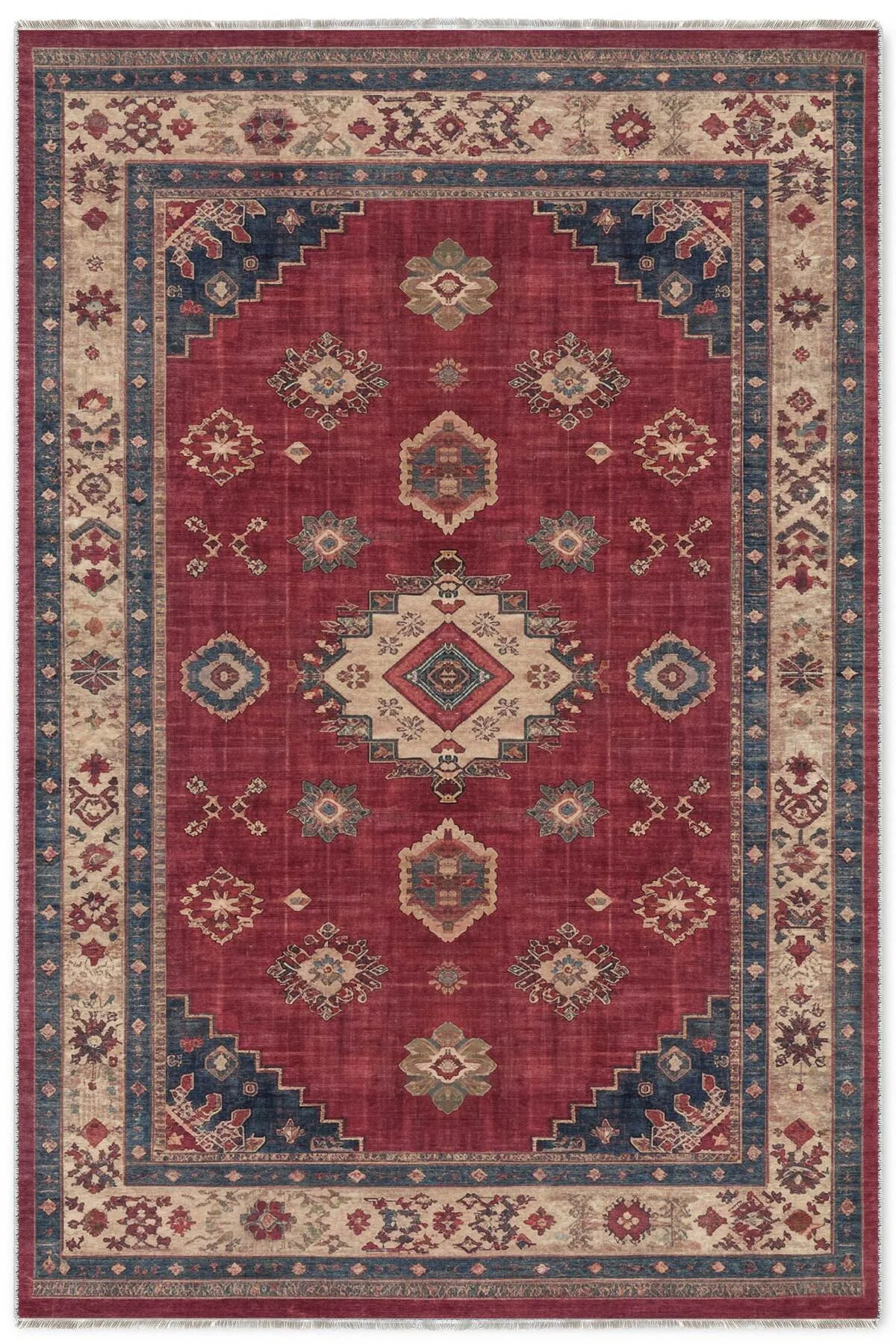 Retro Kiremit Kırmızı Şönil Halı Kilim Yolluk Kaymaz Yıkanabilir Mutfak Salon Koridor