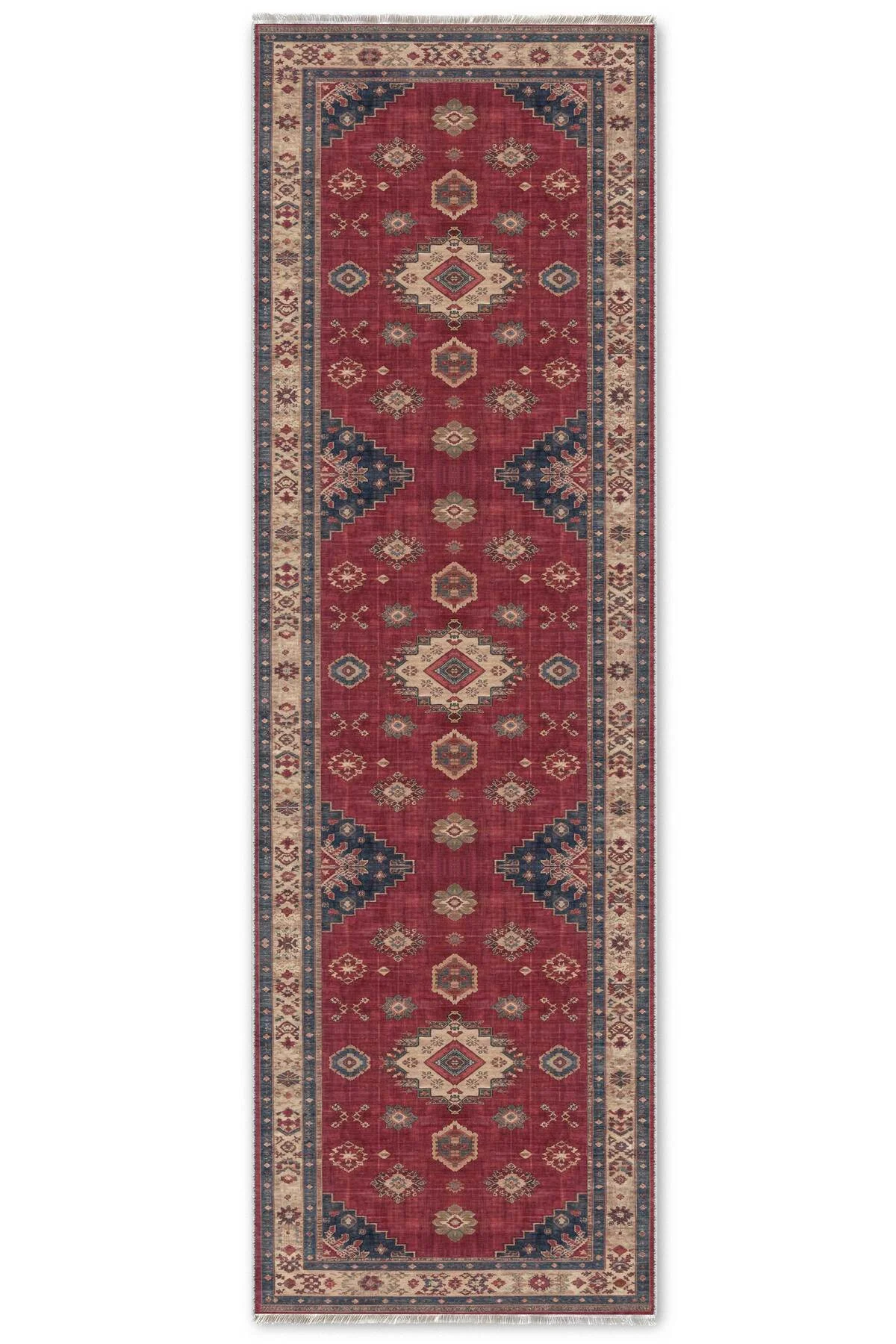 Retro Kiremit Kırmızı Şönil Halı Kilim Yolluk Kaymaz Yıkanabilir Mutfak Salon Koridor