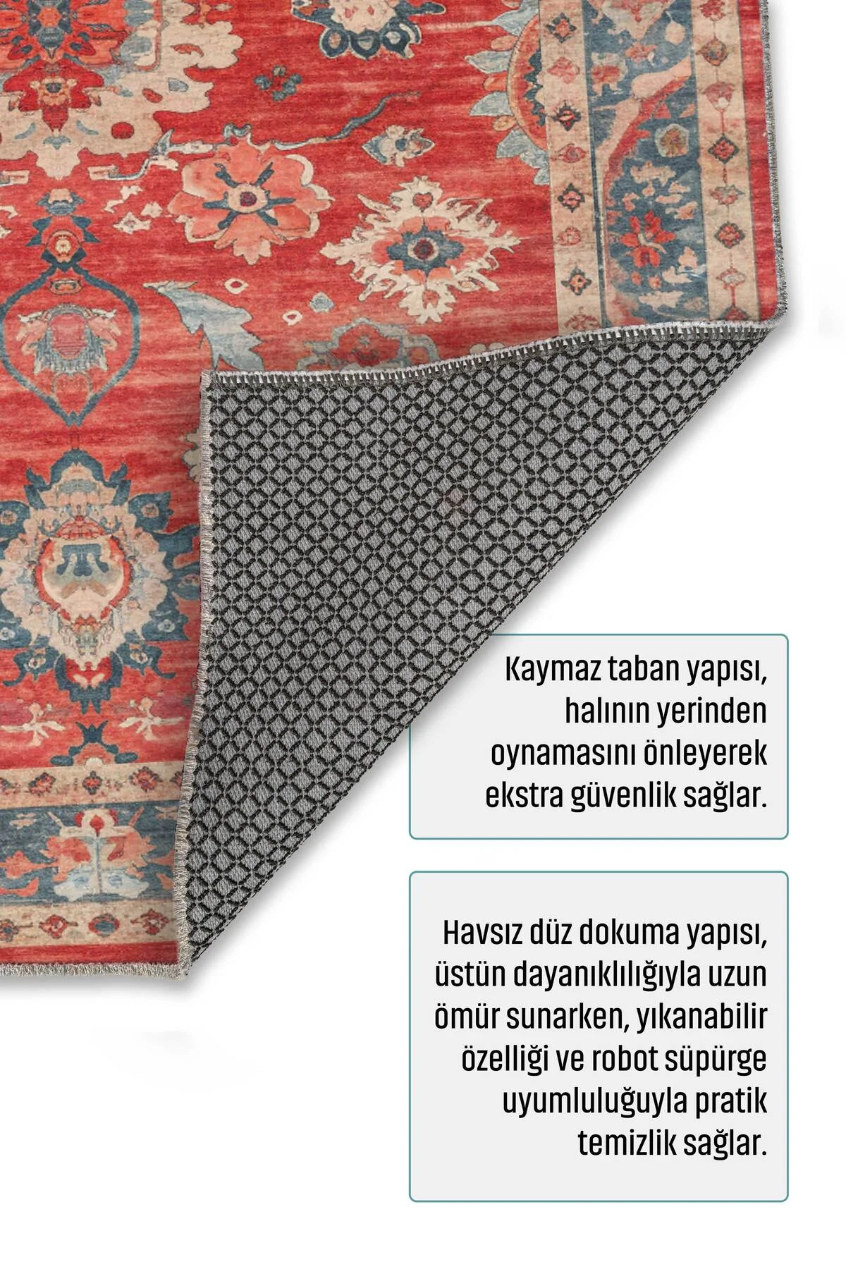 Retro Kırmızı Pembe Şönil Halı Kilim Yolluk Kaymaz Yıkanabilir Mutfak Salon Koridor