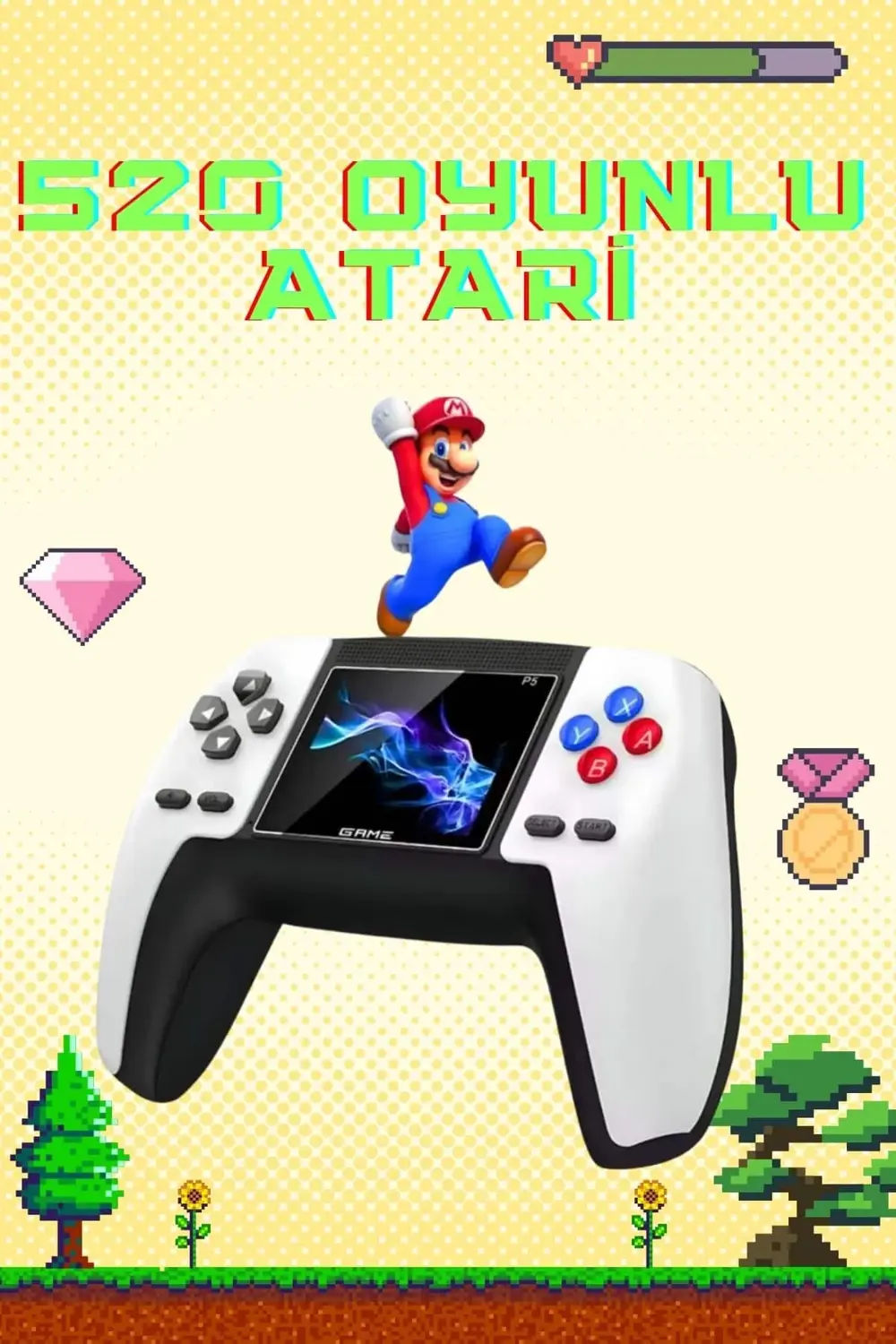 Retro Konsol P5 Uyumlu Taşınabilir 520 Oyunlu Kablosuz Game Stick