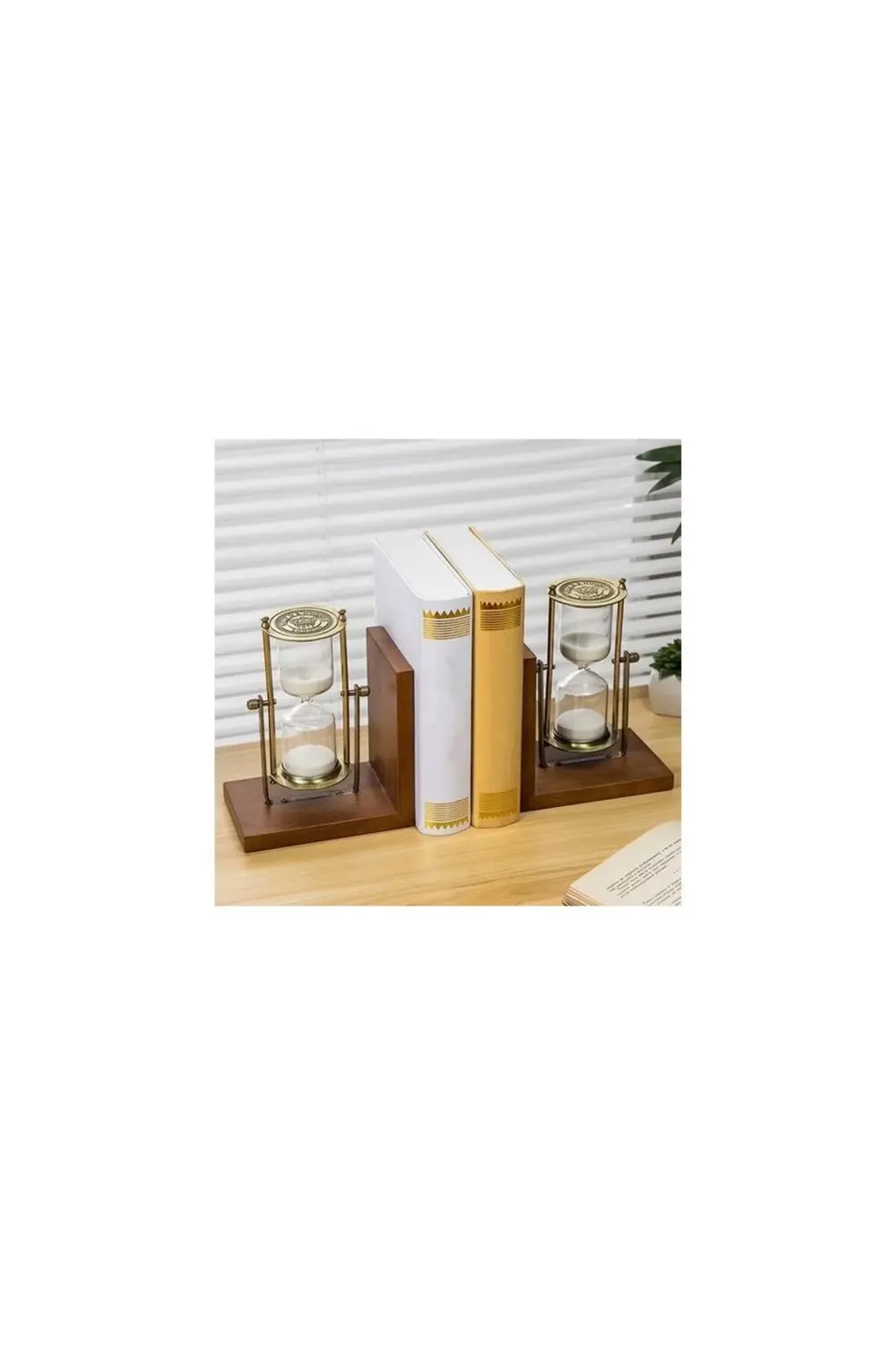 Retro kum saati kitap ayakta dekorasyon masası çalışma kum saati