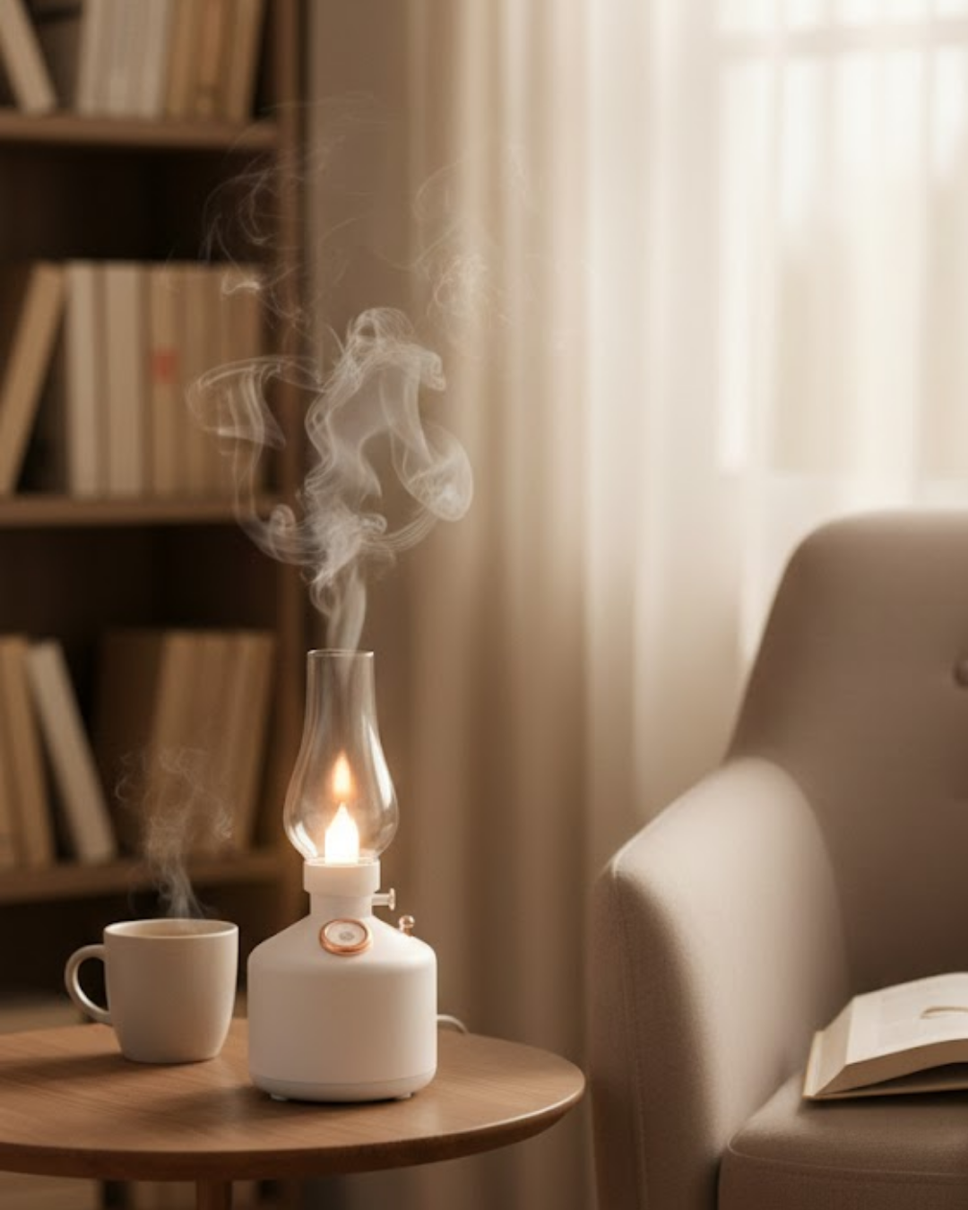 Retro LED Işıklı 1200 mAh Şarjlı Aroma Difüzörü 280 ml Su Kapasit
