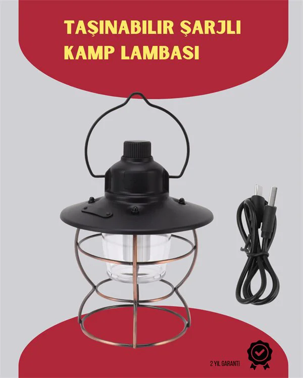 Retro LED Kamp Feneri – Su Geçirmez Taşınabilir 4 Mod Işık Kaynağı