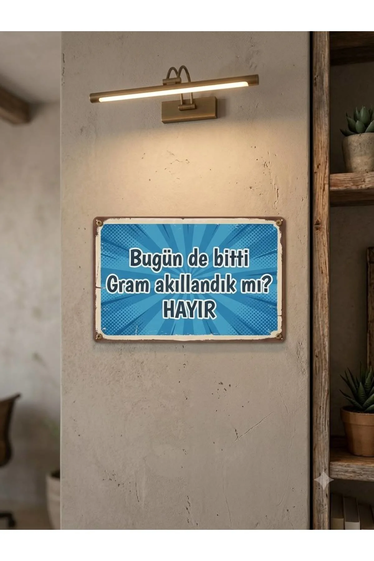 Retro Mdf Yazılı Duvar Panosu 28*18cm (Bu Günde Bitti Gram Akıllandık mı Hayır) Retro Mdf Yazılı Duvar Panosu 28*18cm (Bu Günde Bitti Gram Akıllandık mı Hayır)