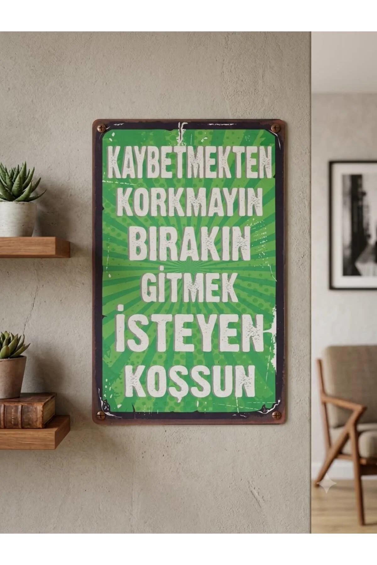 Retro Mdf Yazılı Duvar Panosu 28*18cm (Kaybetmekten Korkmayın...)