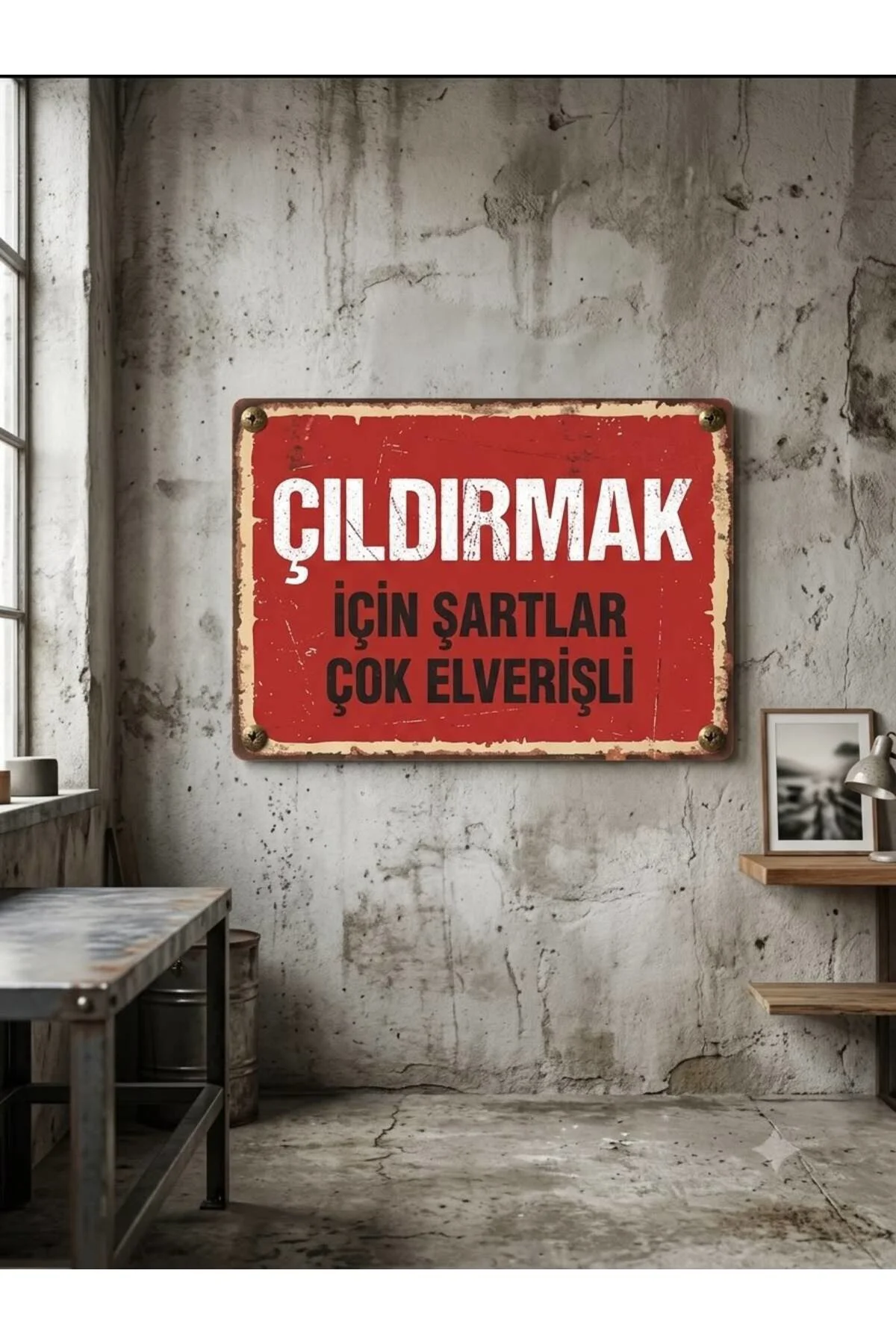Retro Mdf Yazılı Duvar Panosu 18*28cm (Çıldırmak İçin Şartlar Çok
