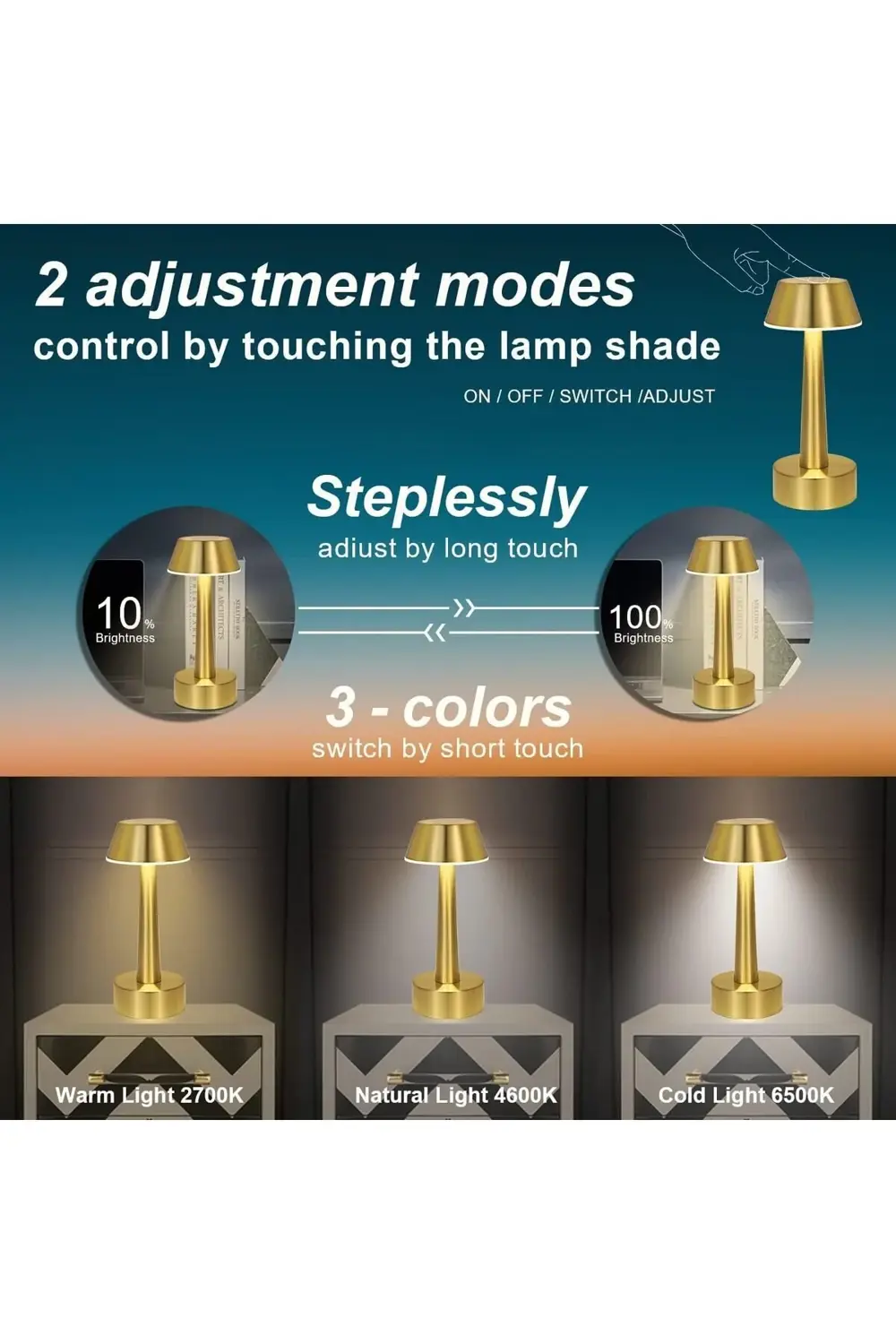 Retro Model Masa Lambası Dimmerli Şarjlı Dekoratif Dokunmatik Gec