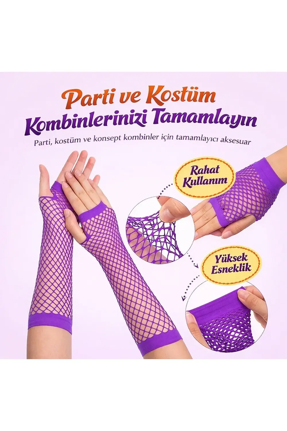 Retro Mor File Parmaksız Eldiven 26 cm