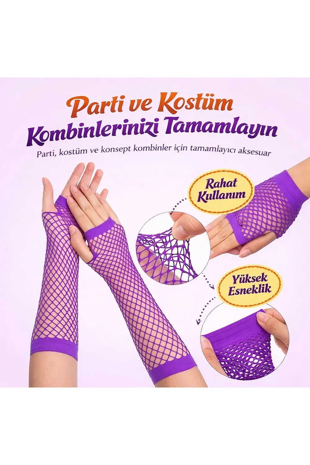 Retro Mor File Parmaksız Eldiven 26 Cm