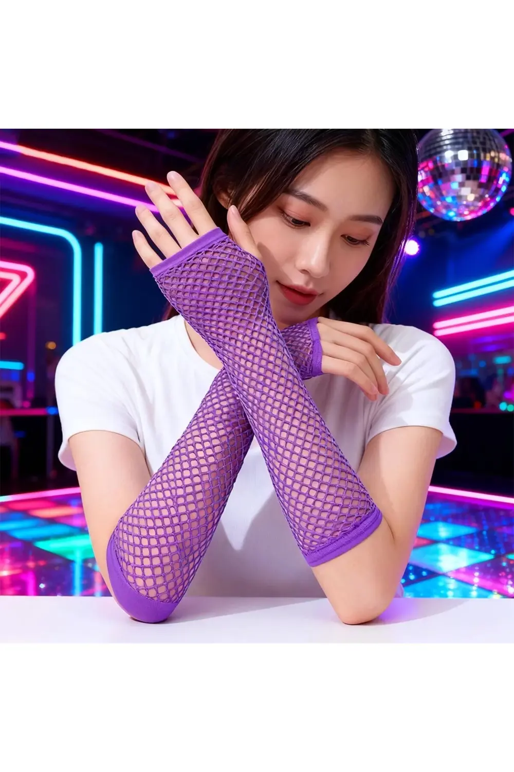 Retro Mor File Parmaksız Eldiven 26 Cm