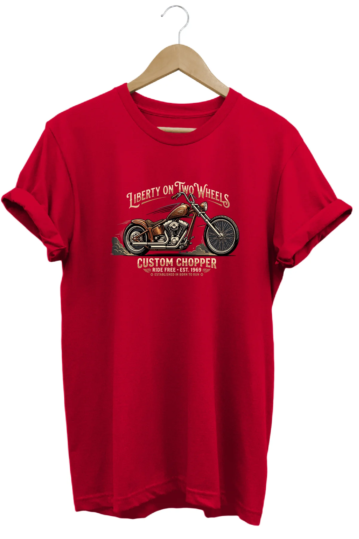Retro Motosiklet İllüstrasyon Baskılı Pamuklu Unisex Tişört T-shi