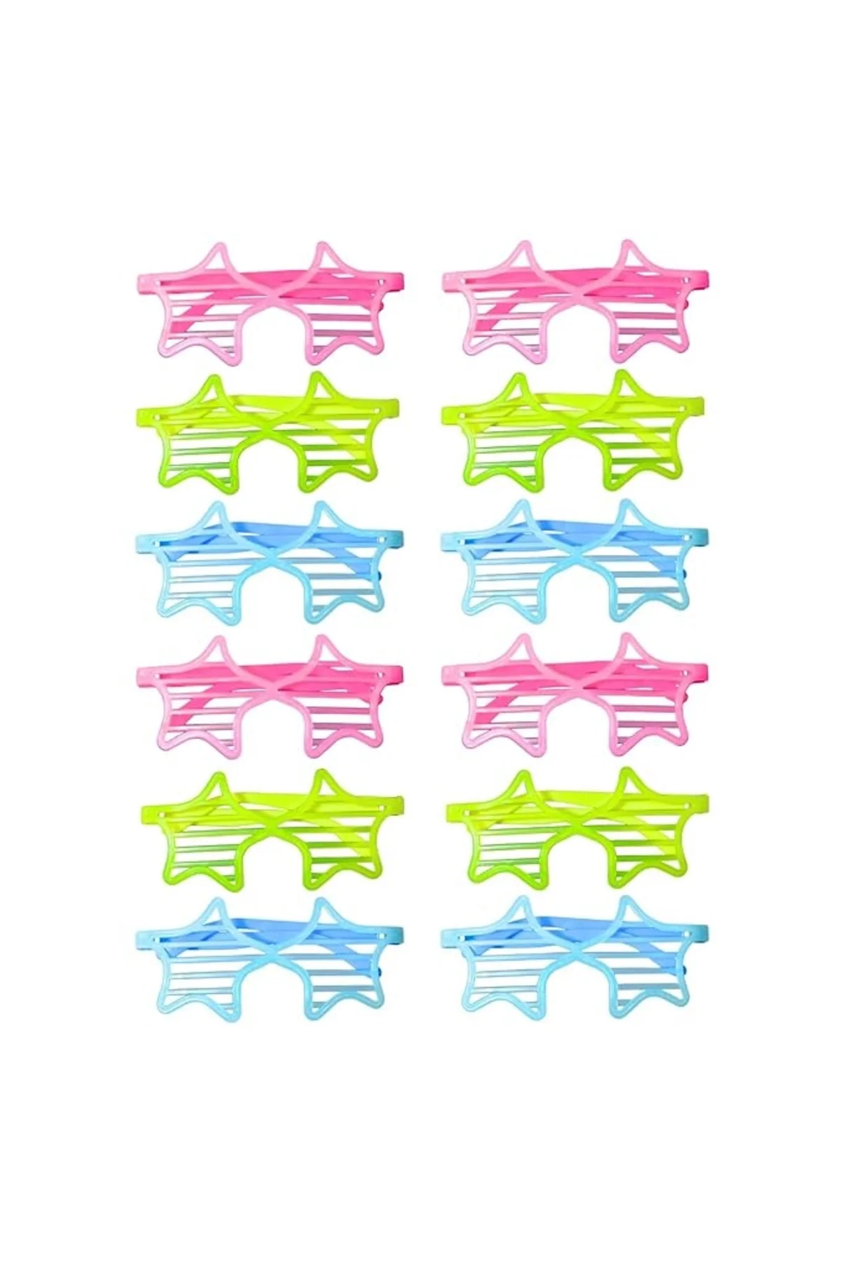Retro Neon Fosforlu Yıldız Panjur Gözlük - 12 Adet
