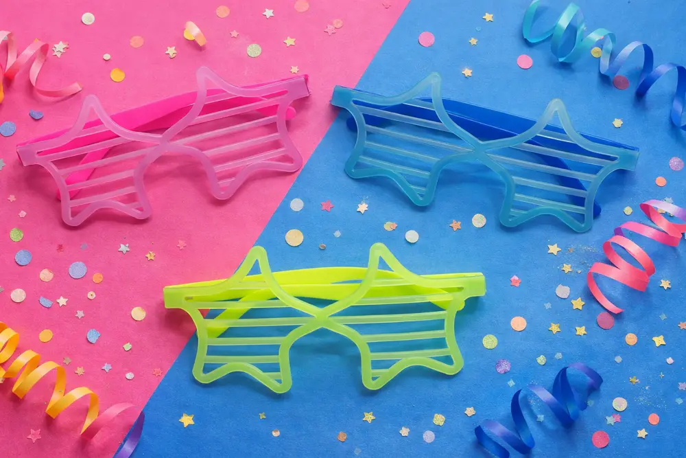 Retro Neon Fosforlu Yıldız Panjur Gözlük - 12 Adet