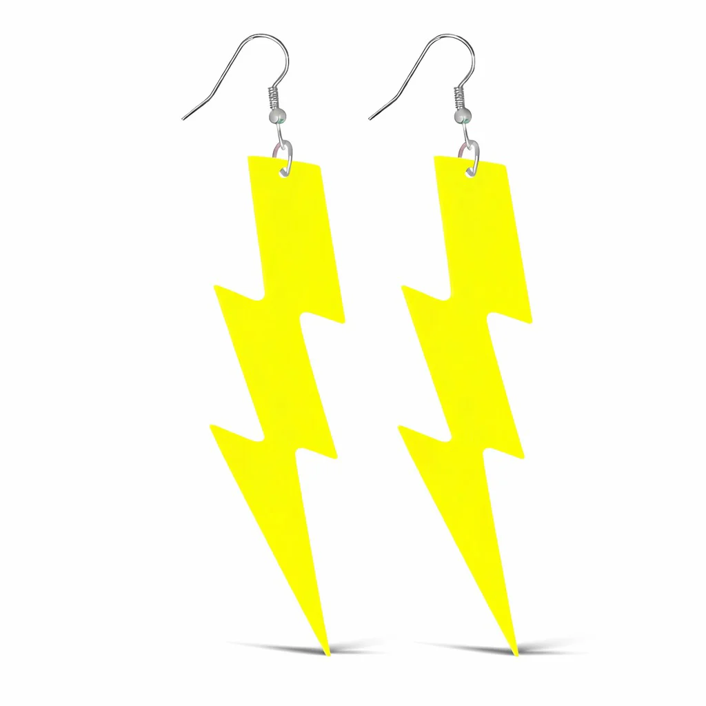 Retro Neon Sarı Şimşek Küpe – 80'ler 90'lar Şimşek Küpe