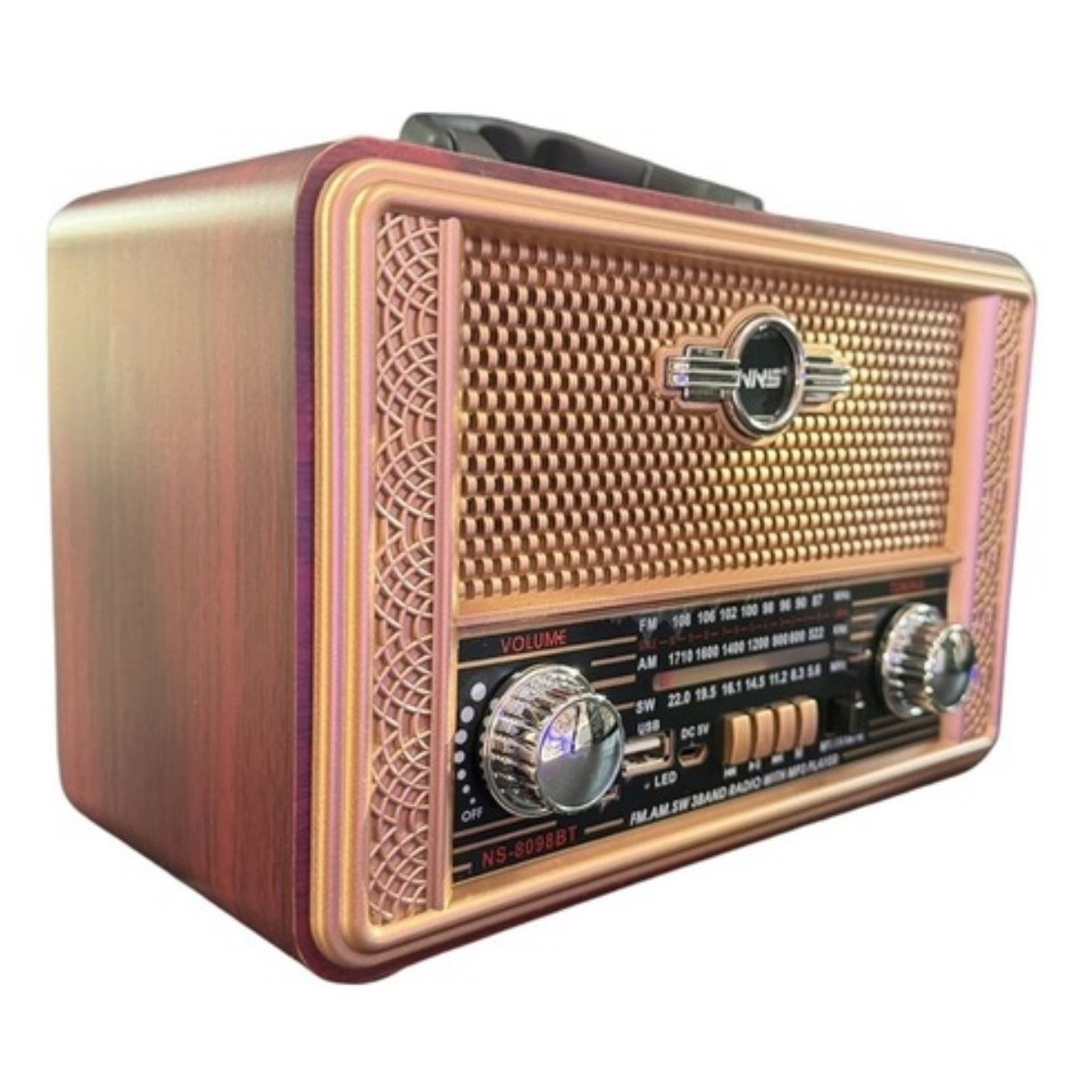 Retro, Nostaljik, Ahşap Tasarım Bluetooth Hoparlörlü, Şarjlı, Taş