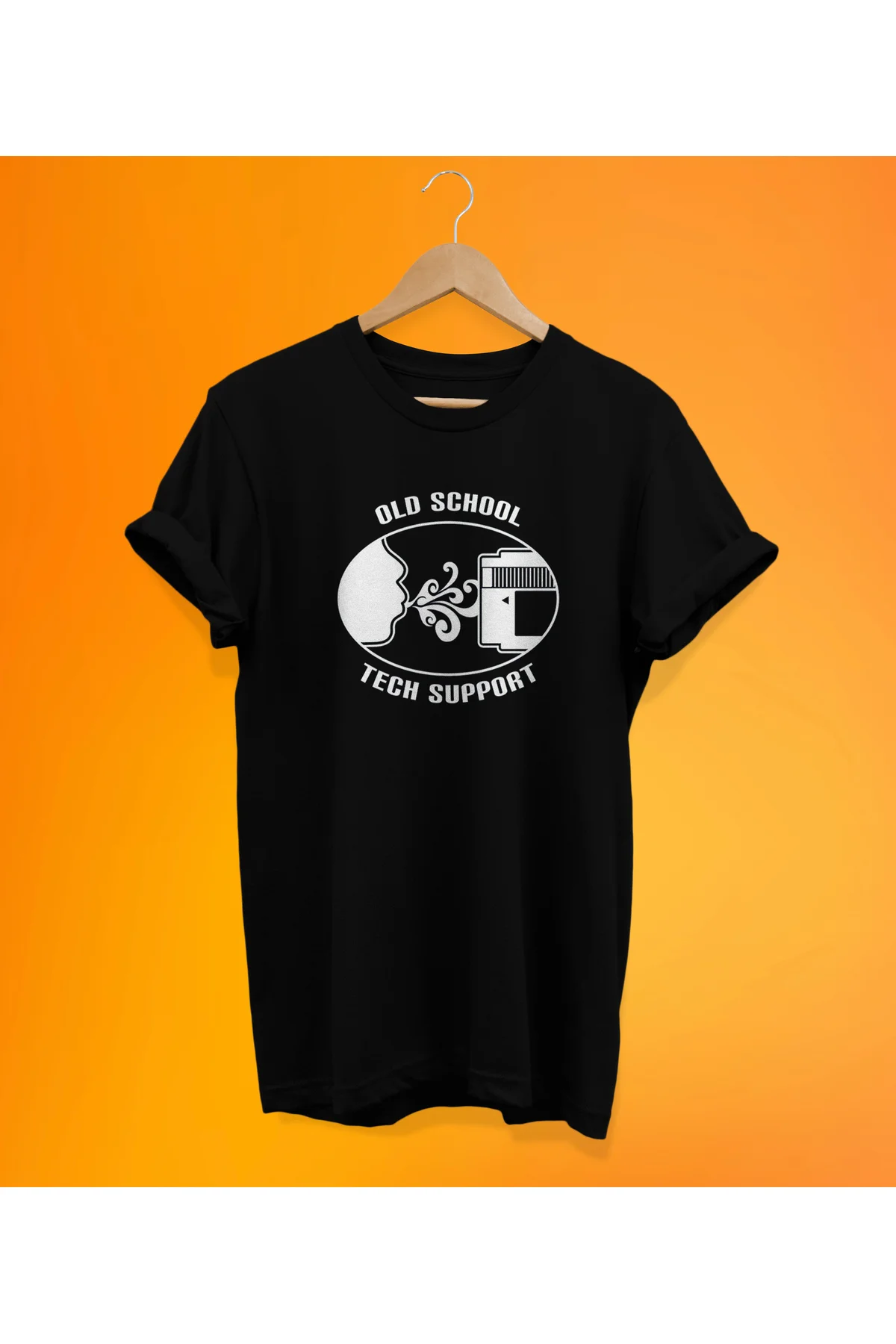 Retro Old School Baskılı Siyah, %100 Pamuk Basic (Normal Beden) T