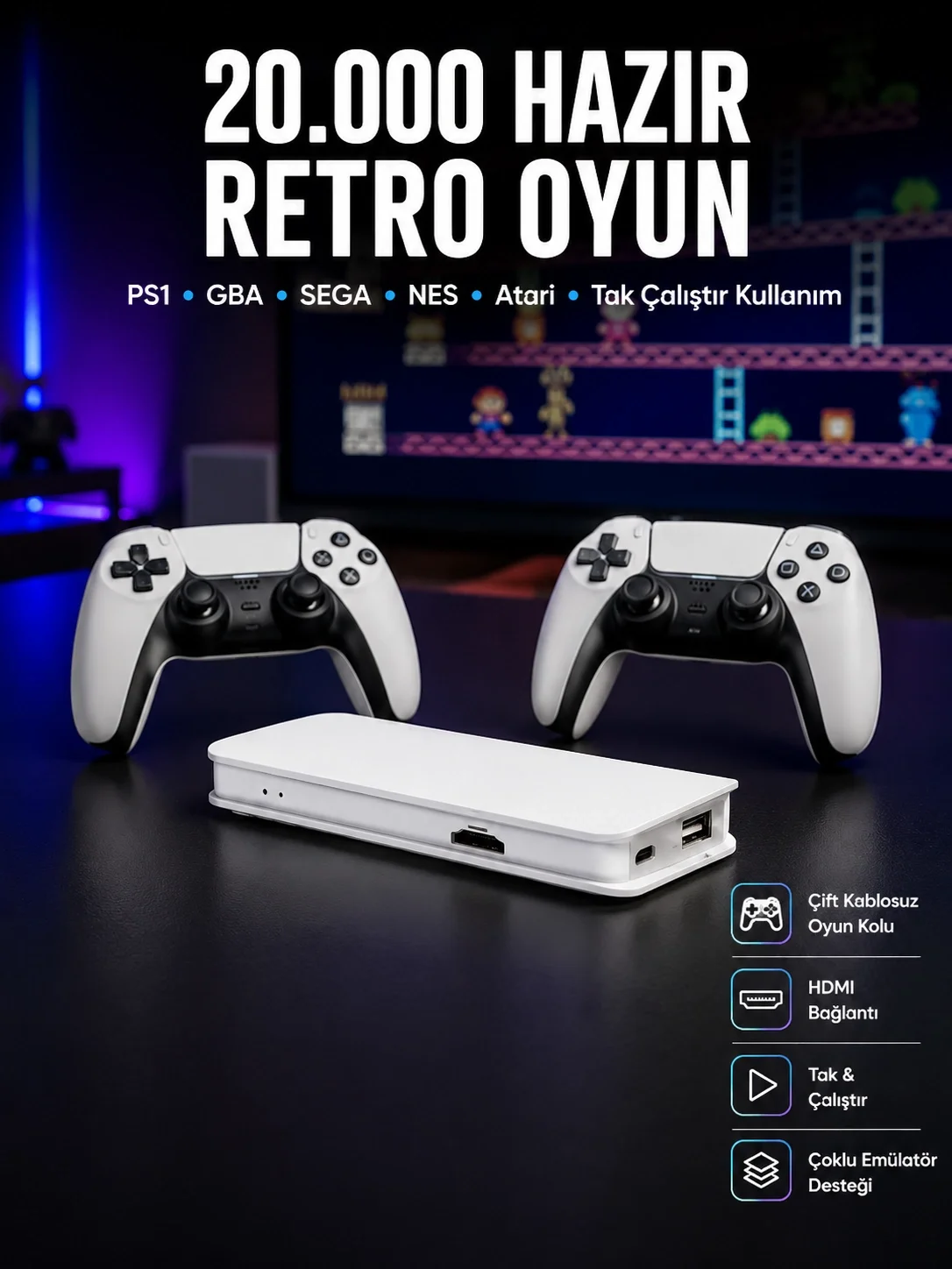 Retro Oyun Konsolu – 20.000 Yüklü Oyun
