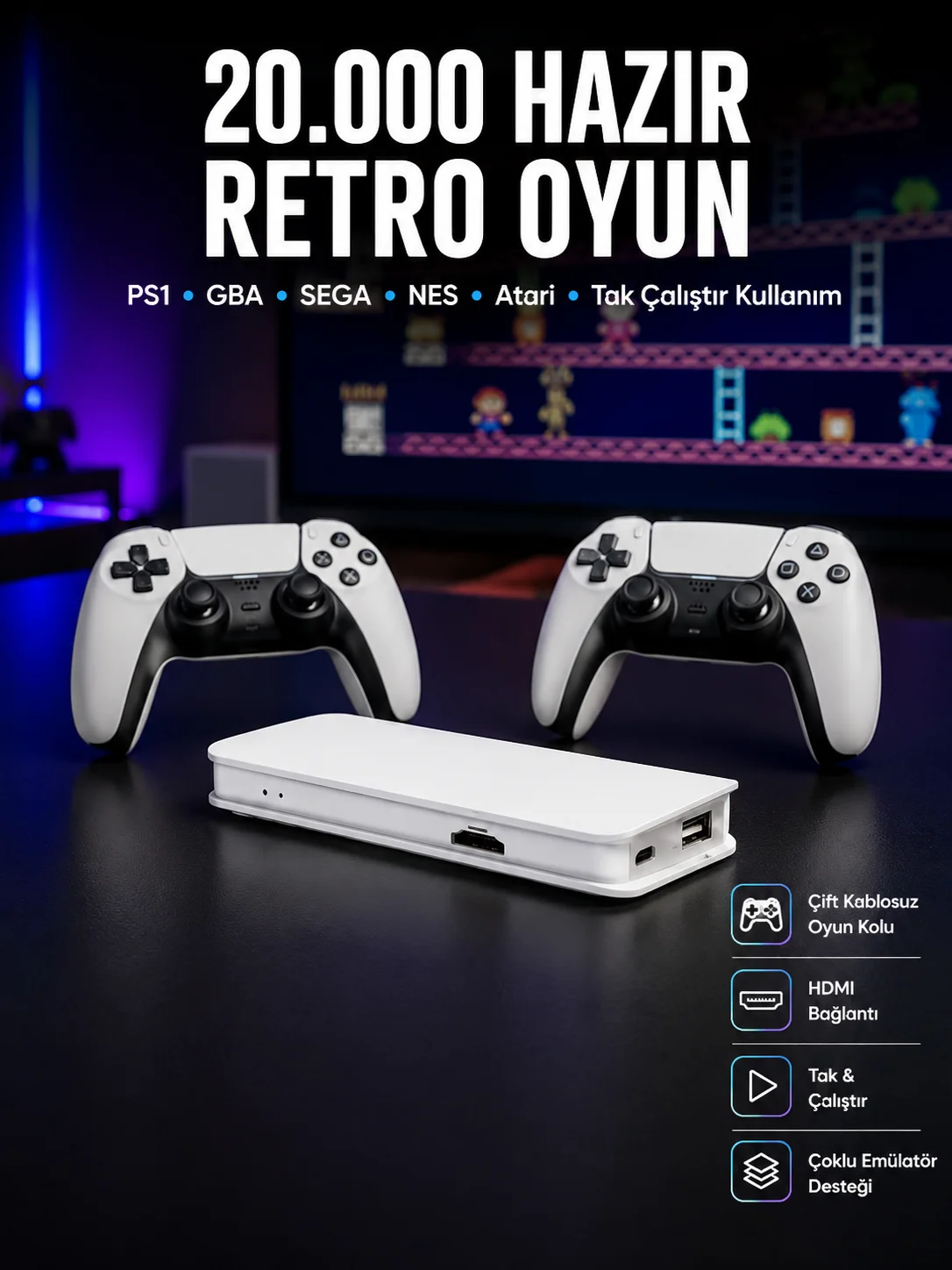 Retro Oyun Konsolu – 20.000 Yüklü Oyun