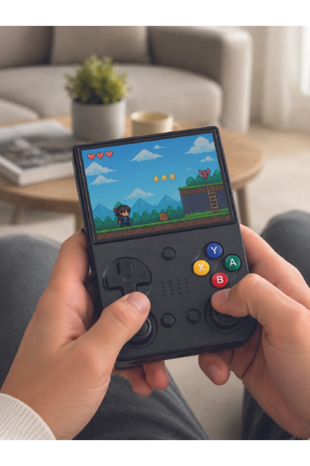 Retro Oyun Konsolu Çift Analog Joystick 64GB Hafızalı Taşınabilir El Konsolu - Görsel 4