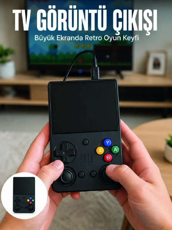 Retro Oyun Konsolu Çift Analog Joystick 64GB Hafızalı Taşınabilir