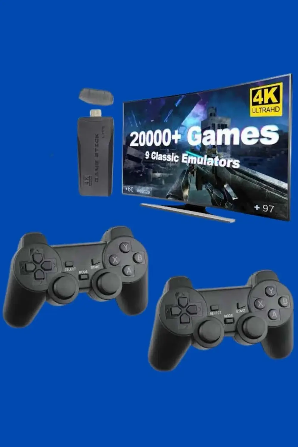 Retro Oyunlar 4k Game Stick 2.4g Kablosuz Çift Kol 3500 Oyun Atar