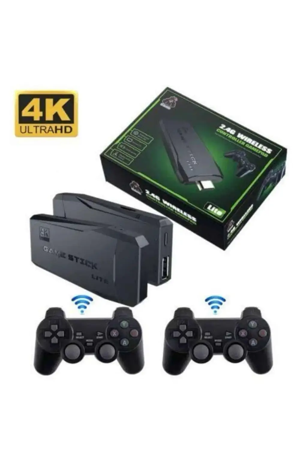 Retro Oyunlar 4k Game Stick 2.4g Kablosuz Çift Kol 3500 Oyun Atar