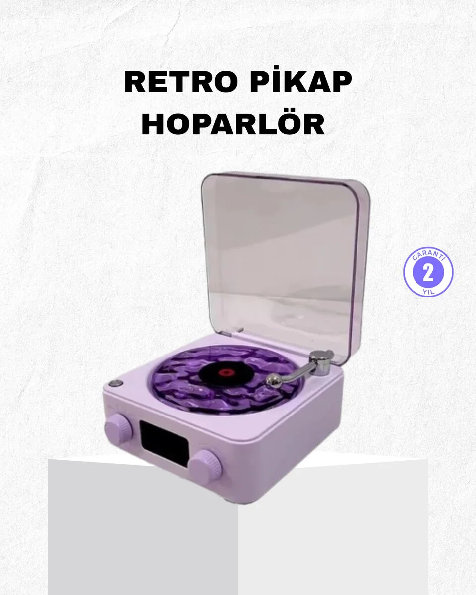 Retro Pikap Hoparlör Bluetooth Projektörlü 360° Sesli Taşınabilir - Vintage Dekor & Konser Deneyimi