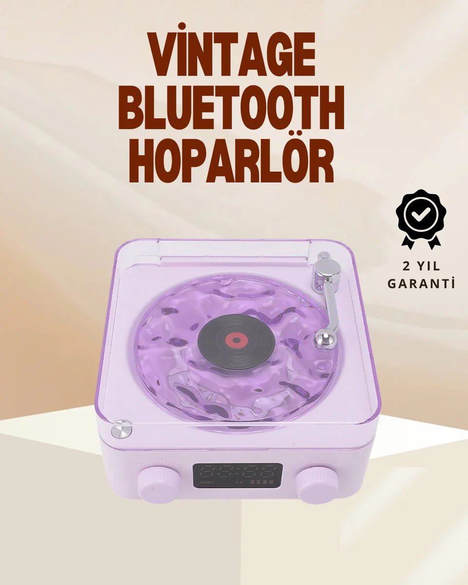 Retro Pikap Hoparlör - Şarjlı Kablosuz Projektör ve Gece Lambası ile Nostaljik Atmosfer