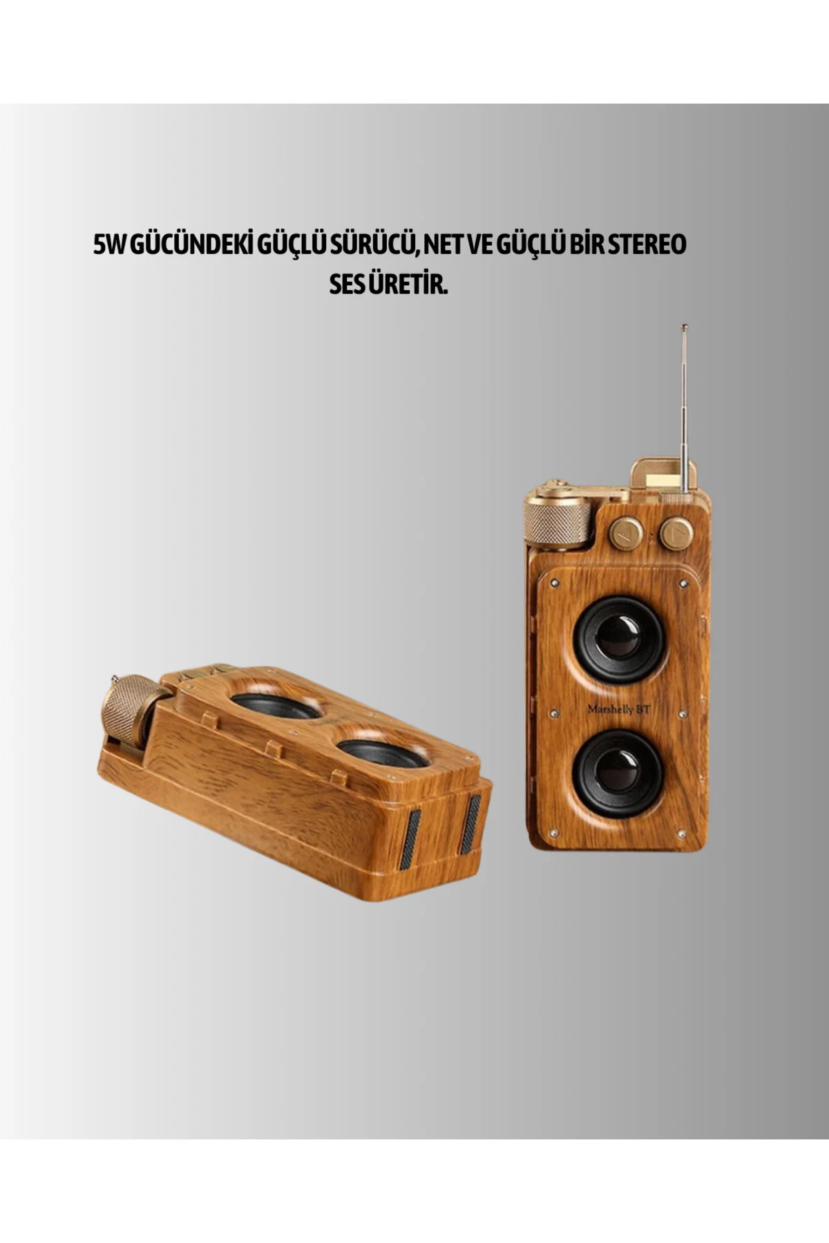 Retro Radyo Tasarım Bluetooth Hoparlör 1800mAh Uzun Çalma Süresi
