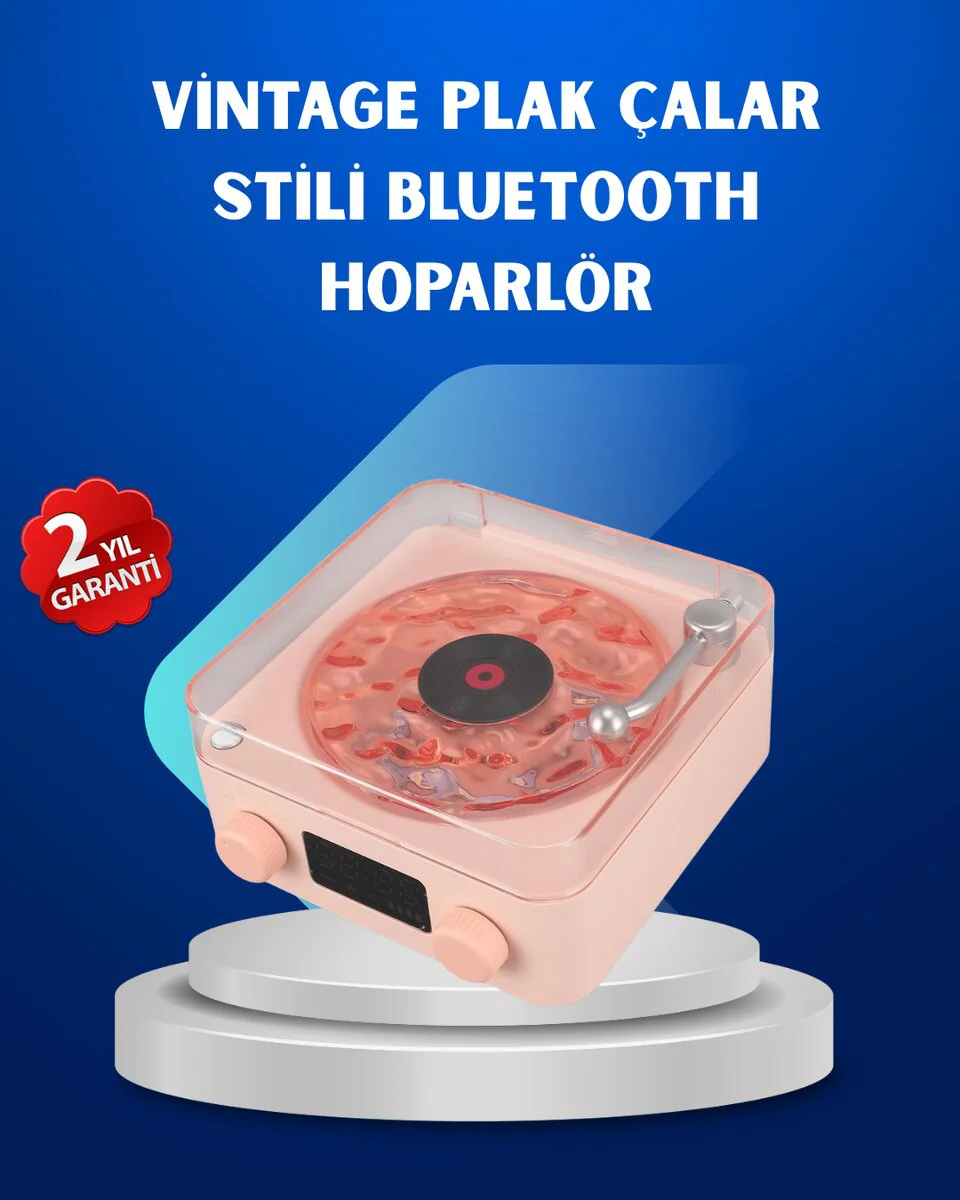 Retro Saatli Bluetooth Hoparlör – Gece Lambası ile Kristal Ses Kalitesi