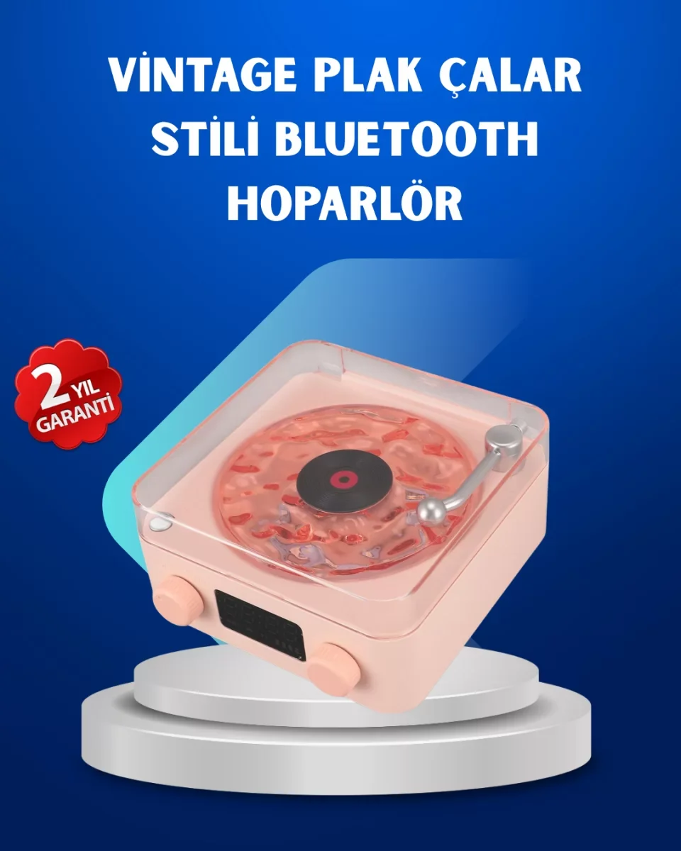 Retro Saatli Bluetooth Hoparlör – Gece Lambalı Kristal Ses Kalite