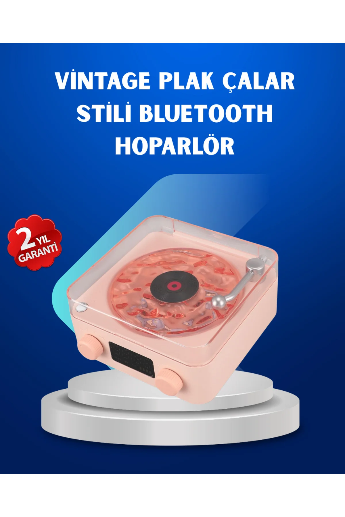 Retro Saatli Bluetooth Hoparlör – Gece Lambalı Kristal Ses Kalite