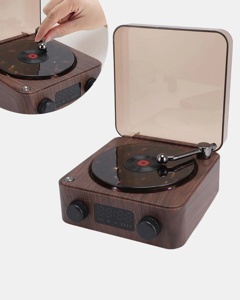 Retro Saatli Hoparlör ve Gece Işıklı - Vintage Tasarım Bluetooth Cihazı