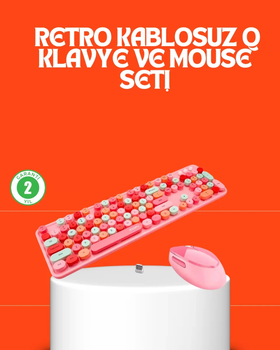 Retro Tarz Bluetooth 5.1 Klavye – Win/OSX/Android/iOS Uyumlu - Li