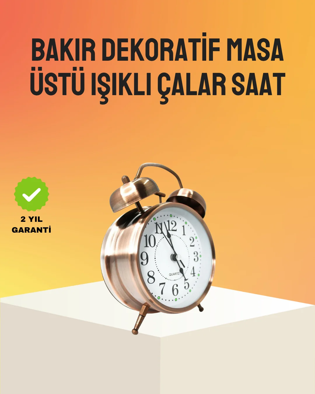 Retro Tarz Bronz Dekoratif Masa Saati Metal Gövde Yüksek Sesli Al