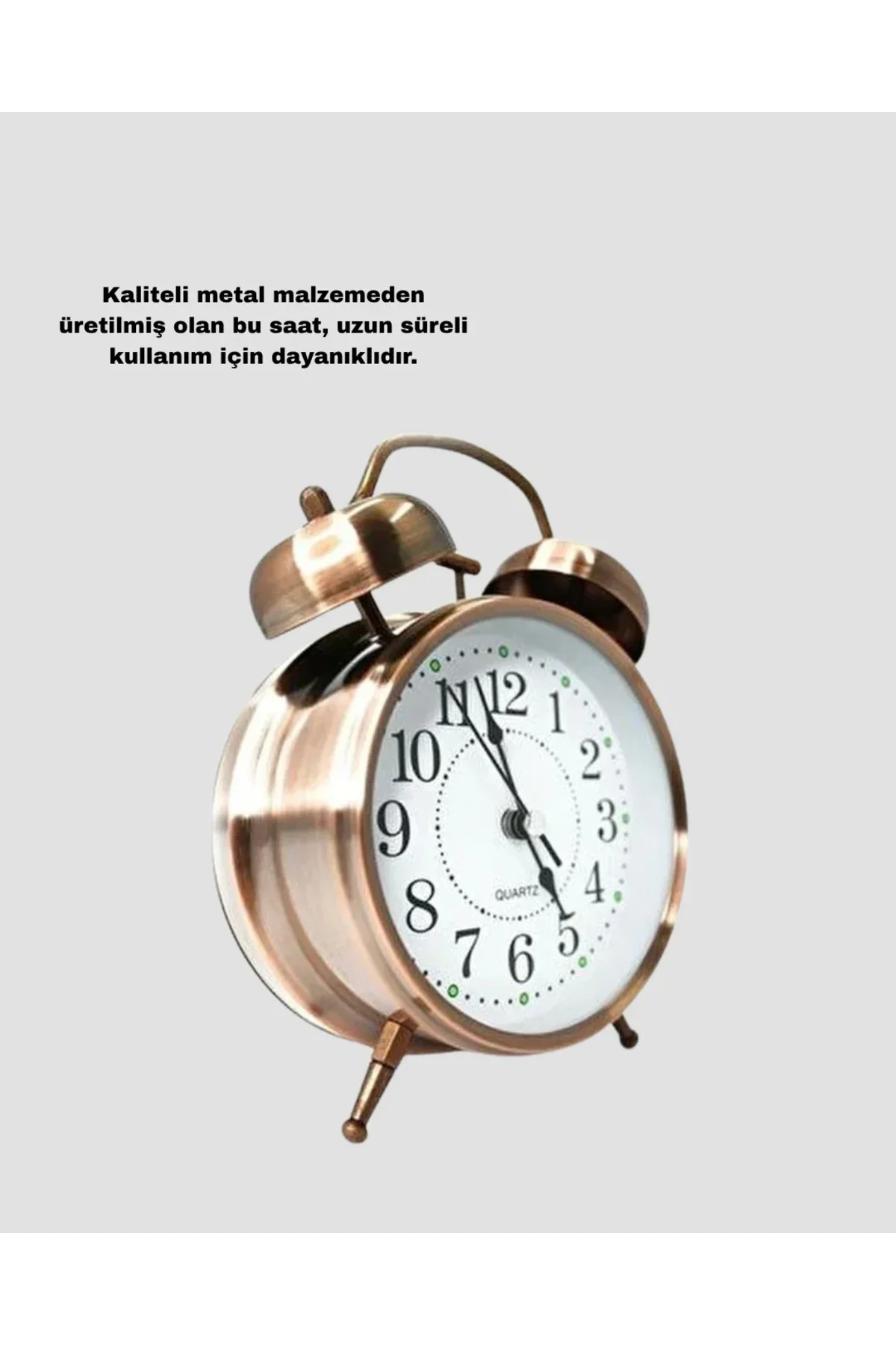 Retro Tarz Bronz Dekoratif Masa Saati Metal Gövde Yüksek Sesli Alarm