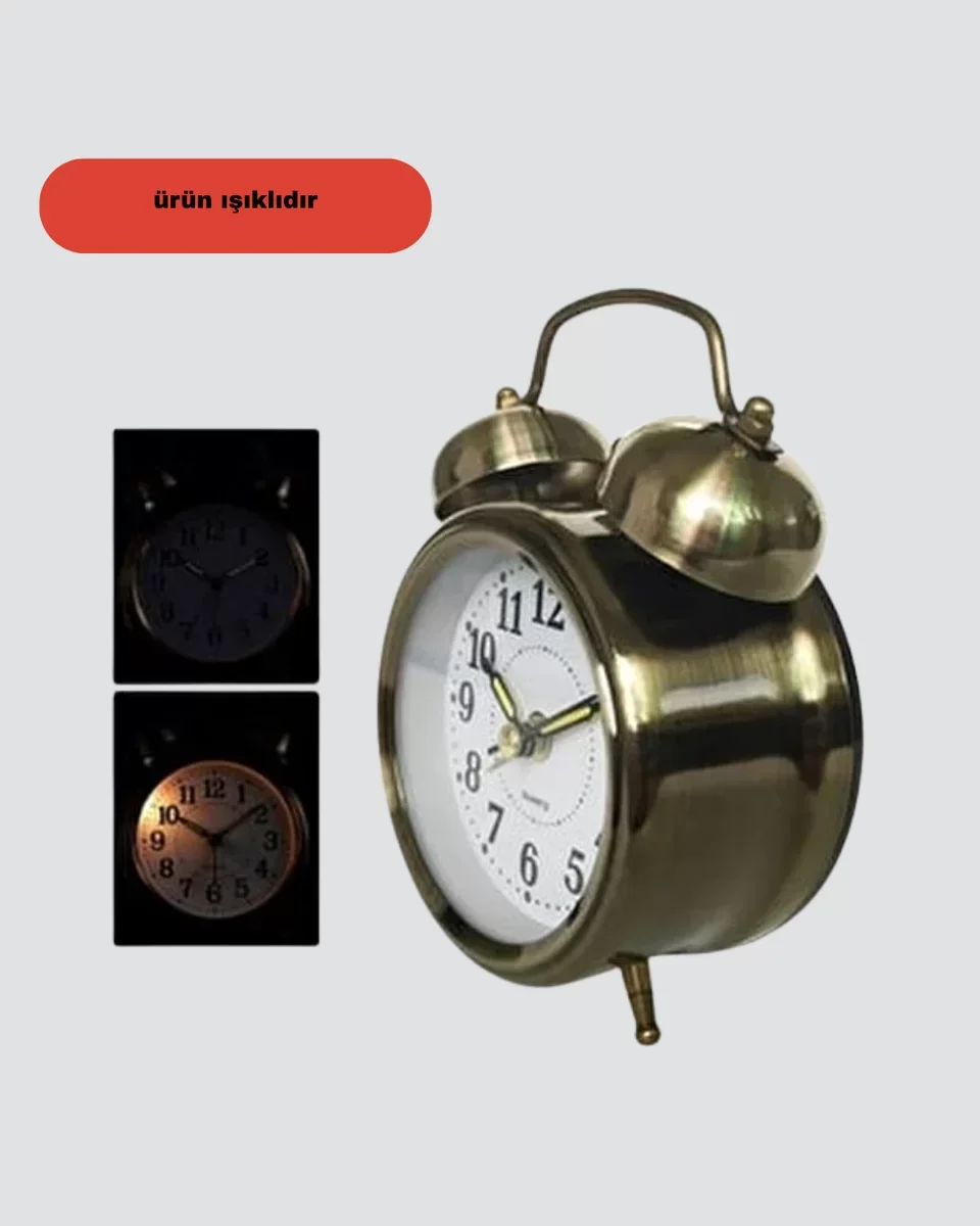 Retro Tarz Bronz Dekoratif Masa Saati Yüksek Sesli Alarm