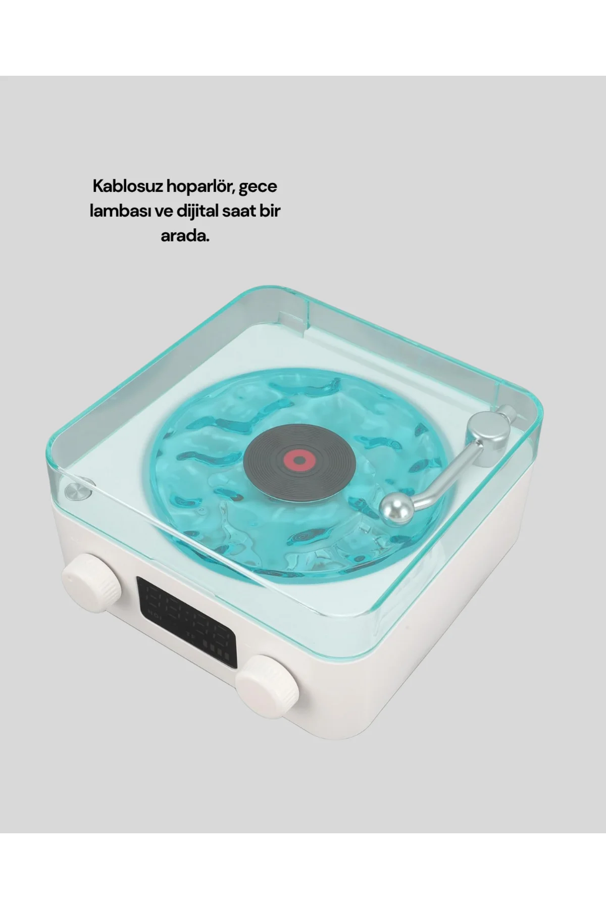 Retro Tasarımlı Gece Lambalı Bluetooth Hoparlör – Saat ve Pil Göstergeli