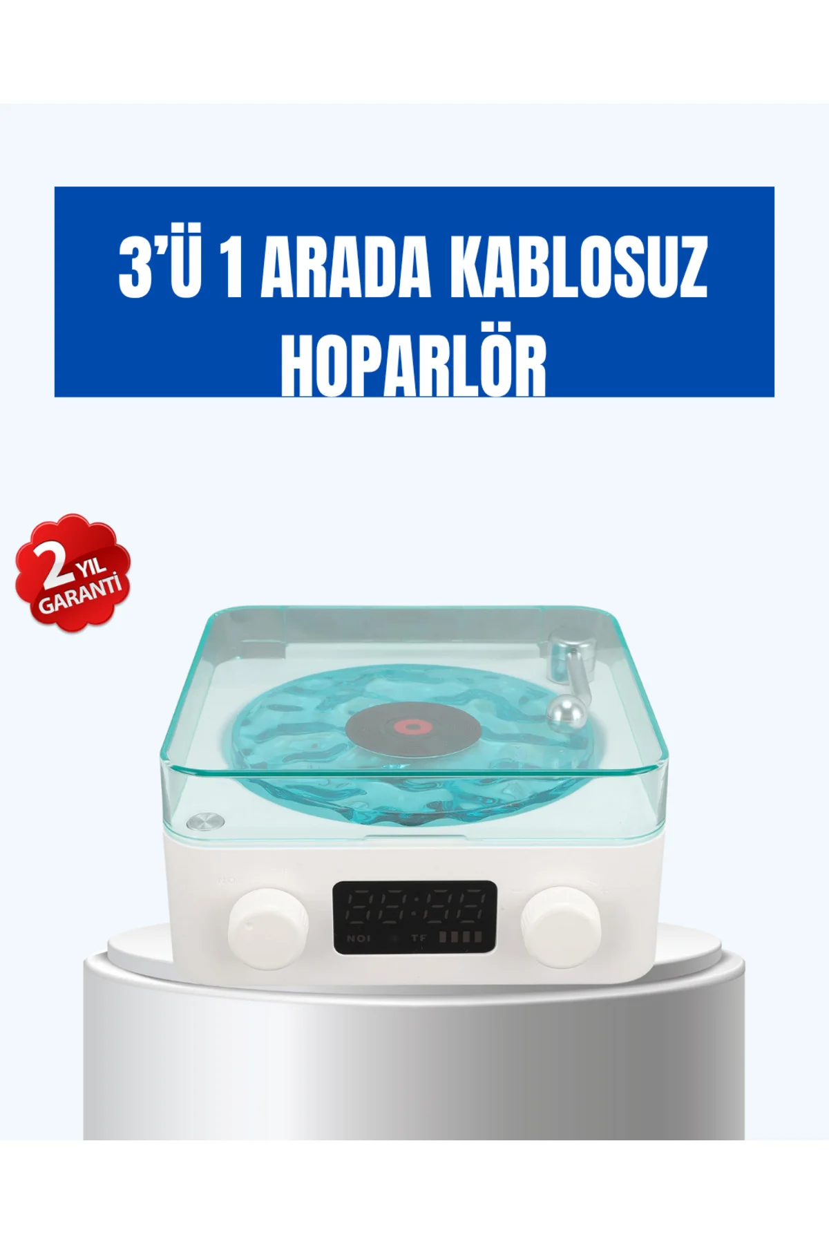 Retro Tasarımlı Gece Lambalı Bluetooth Hoparlör – Saat ve Pil Gös