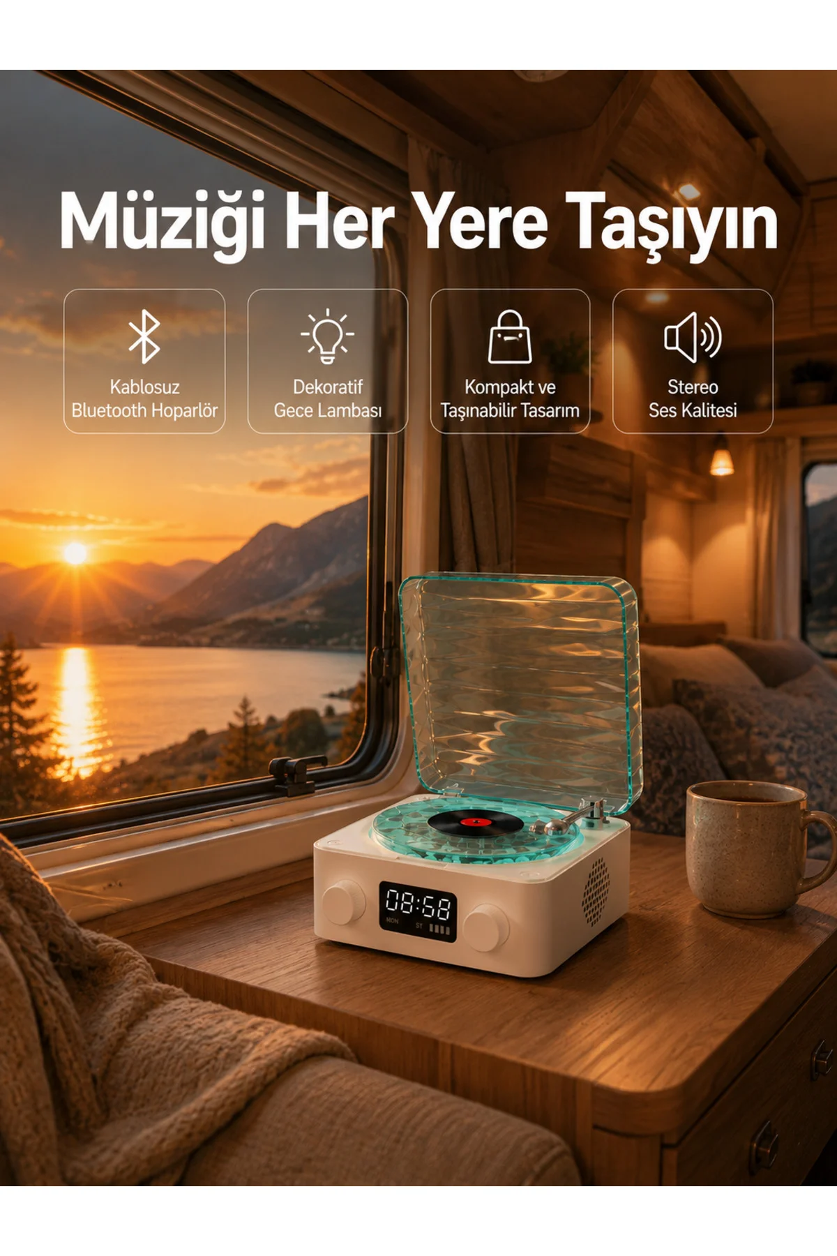 Retro Tasarımlı Gece Lambalı Bluetooth Hoparlör – Saat ve Pil Göstergeli Retro Tasarımlı Gece Lambalı Bluetooth Hoparlör – Saat ve Pil Göstergeli