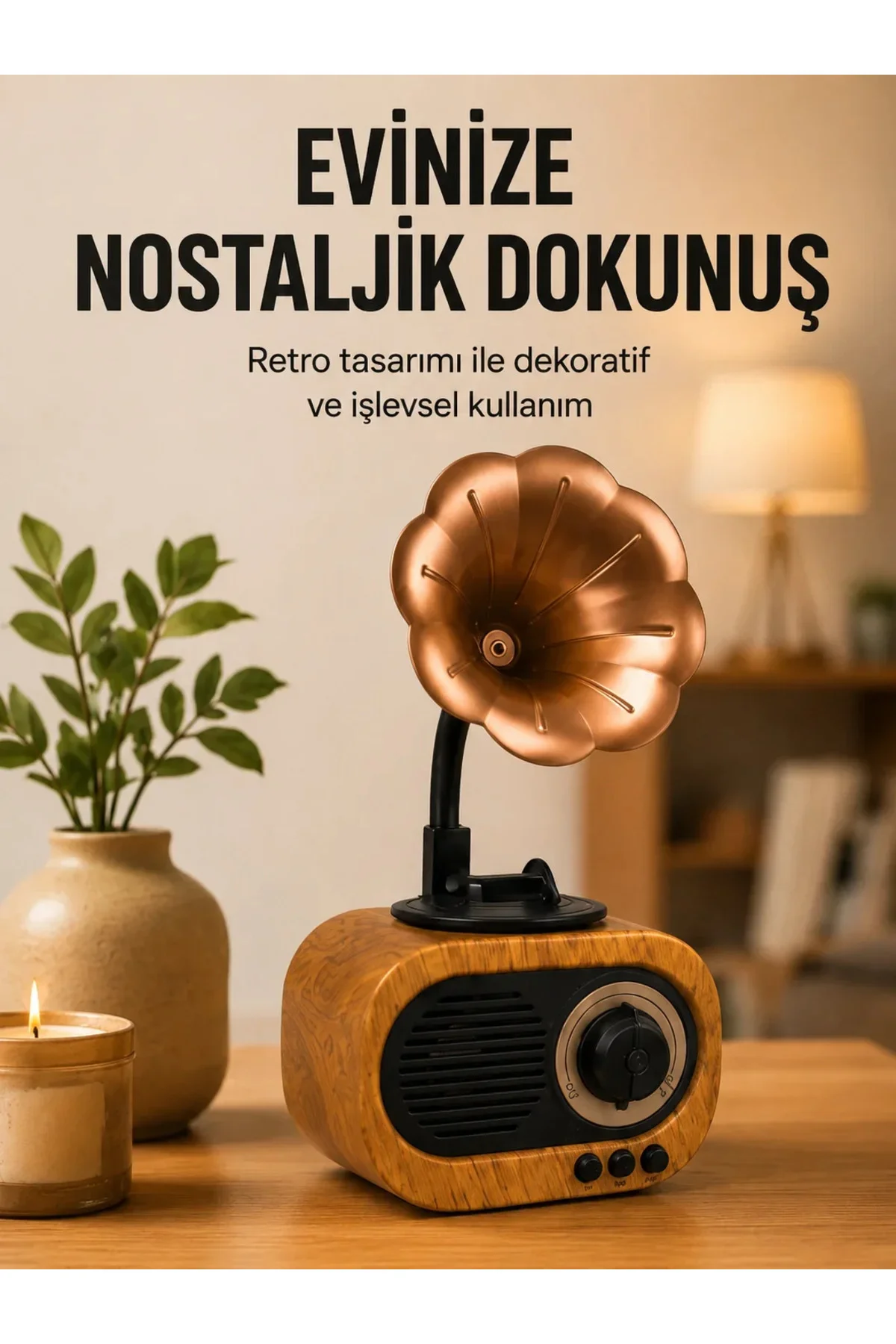 Retro Tasarımlı Mini Bluetooth Hoparlör ve FM Radyo Çoklu Medya Yeni Nesil