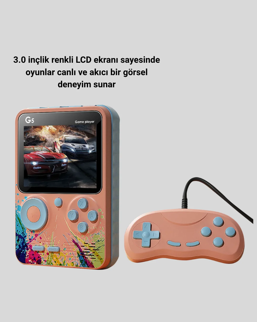 Retro Taşınabilir Oyun Konsolu 500 Klasik Oyunlu, 3.0 İnç Renkli Ekran