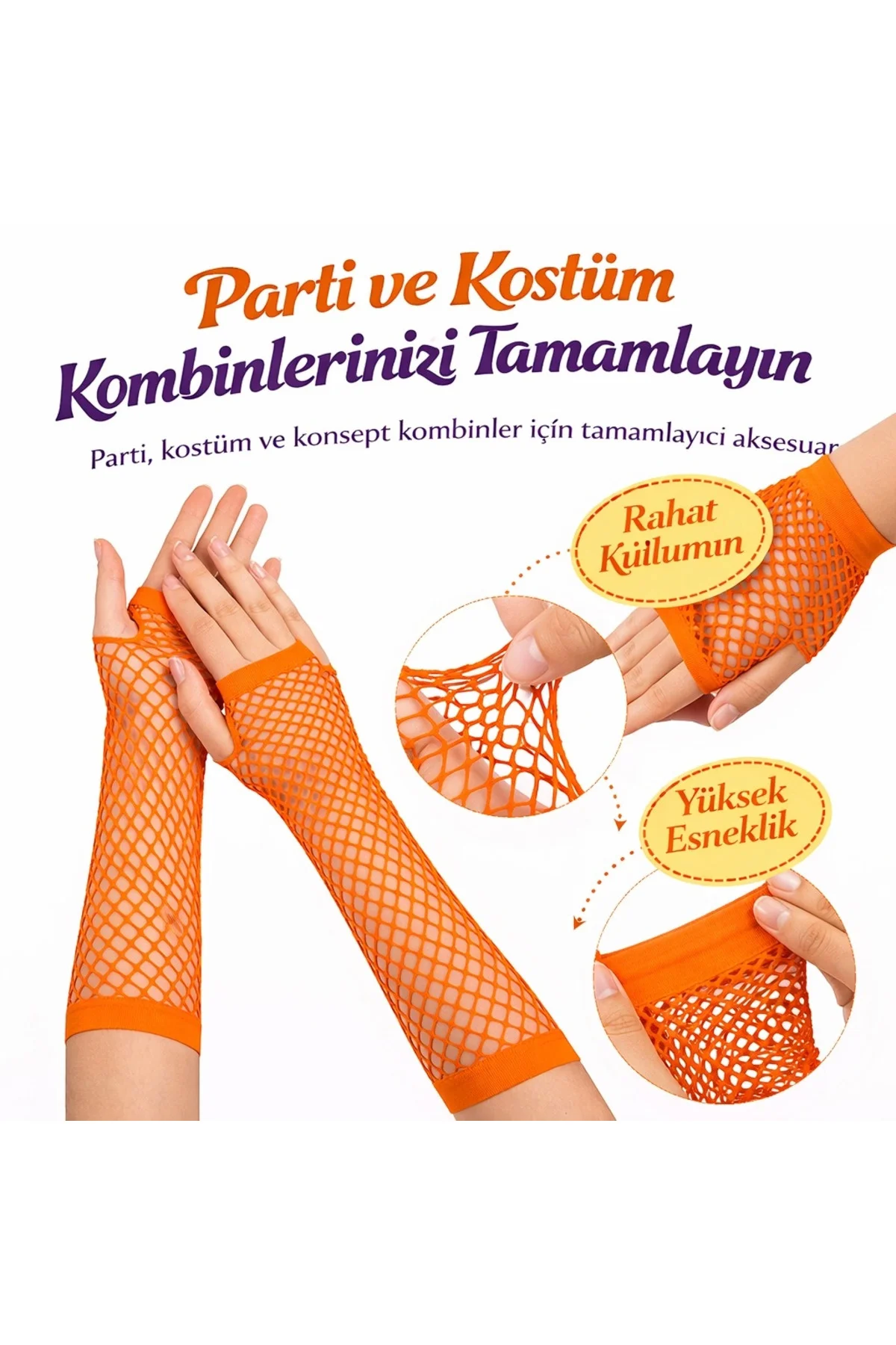 Retro Turuncu File Parmaksız Eldiven 26 Cm