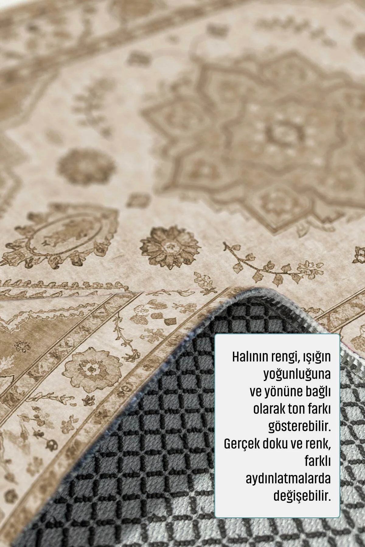 Retro Vizon Bej Şönil Halı Kilim Yolluk Kaymaz Yıkanabilir Mutfak Salon Koridor
