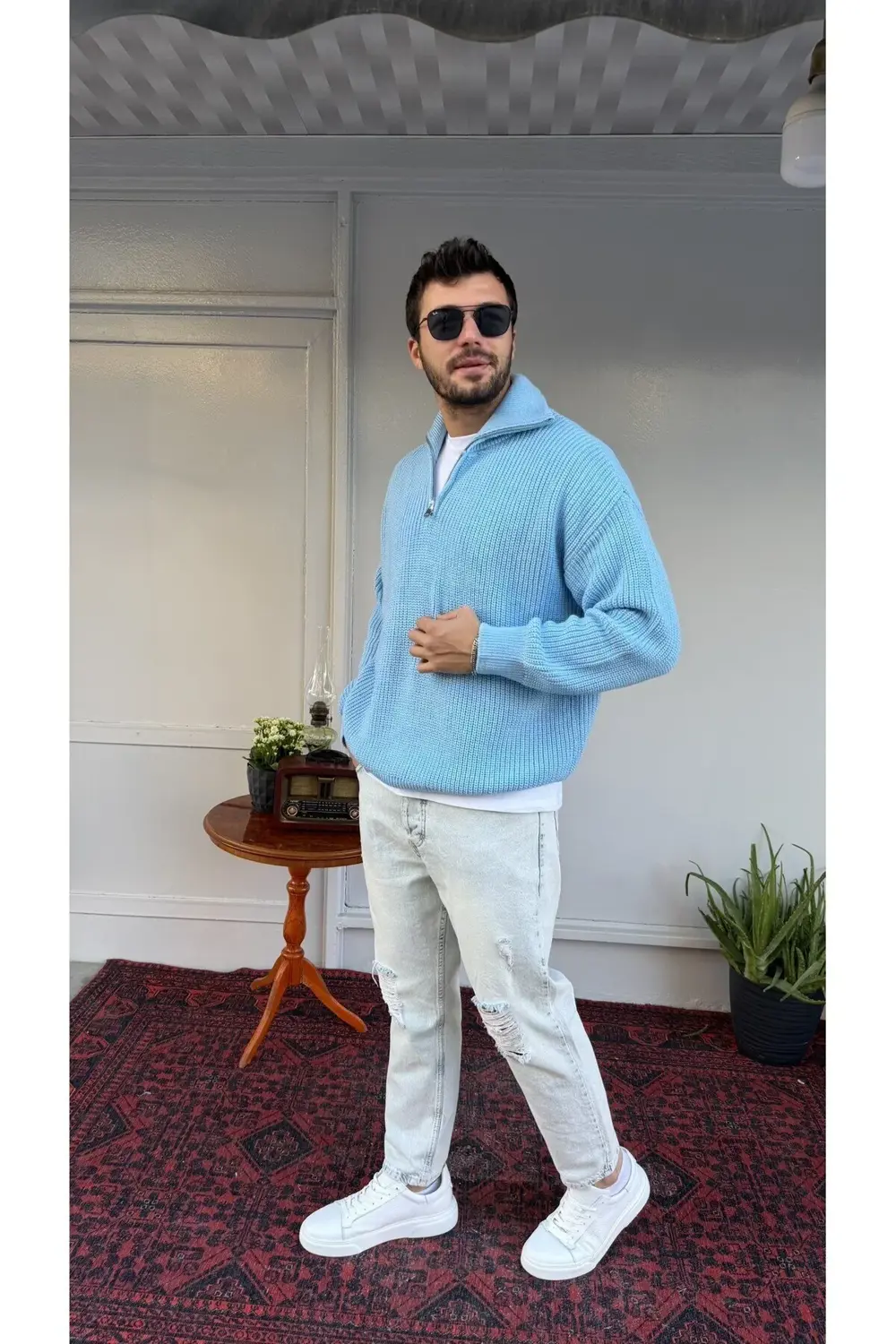 Retro Yarım Fermuar