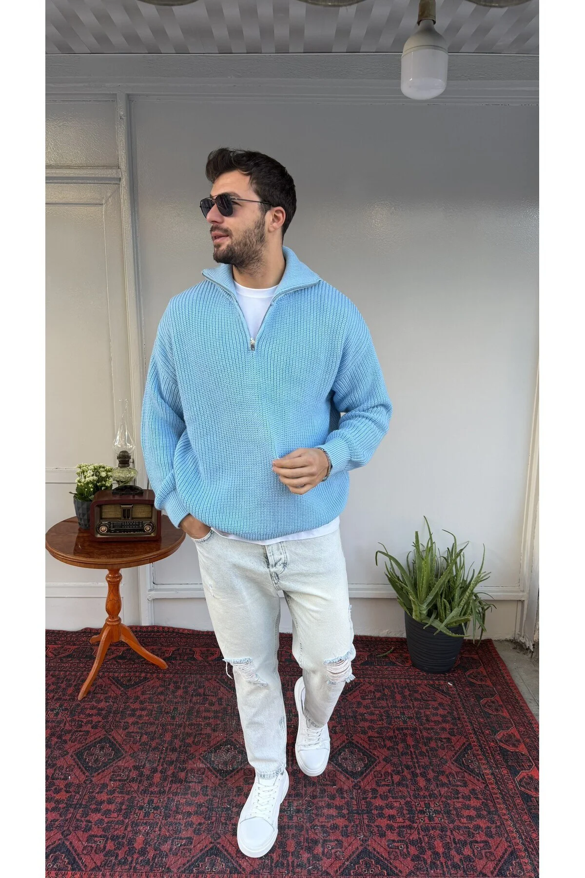 Retro Yarım Fermuar